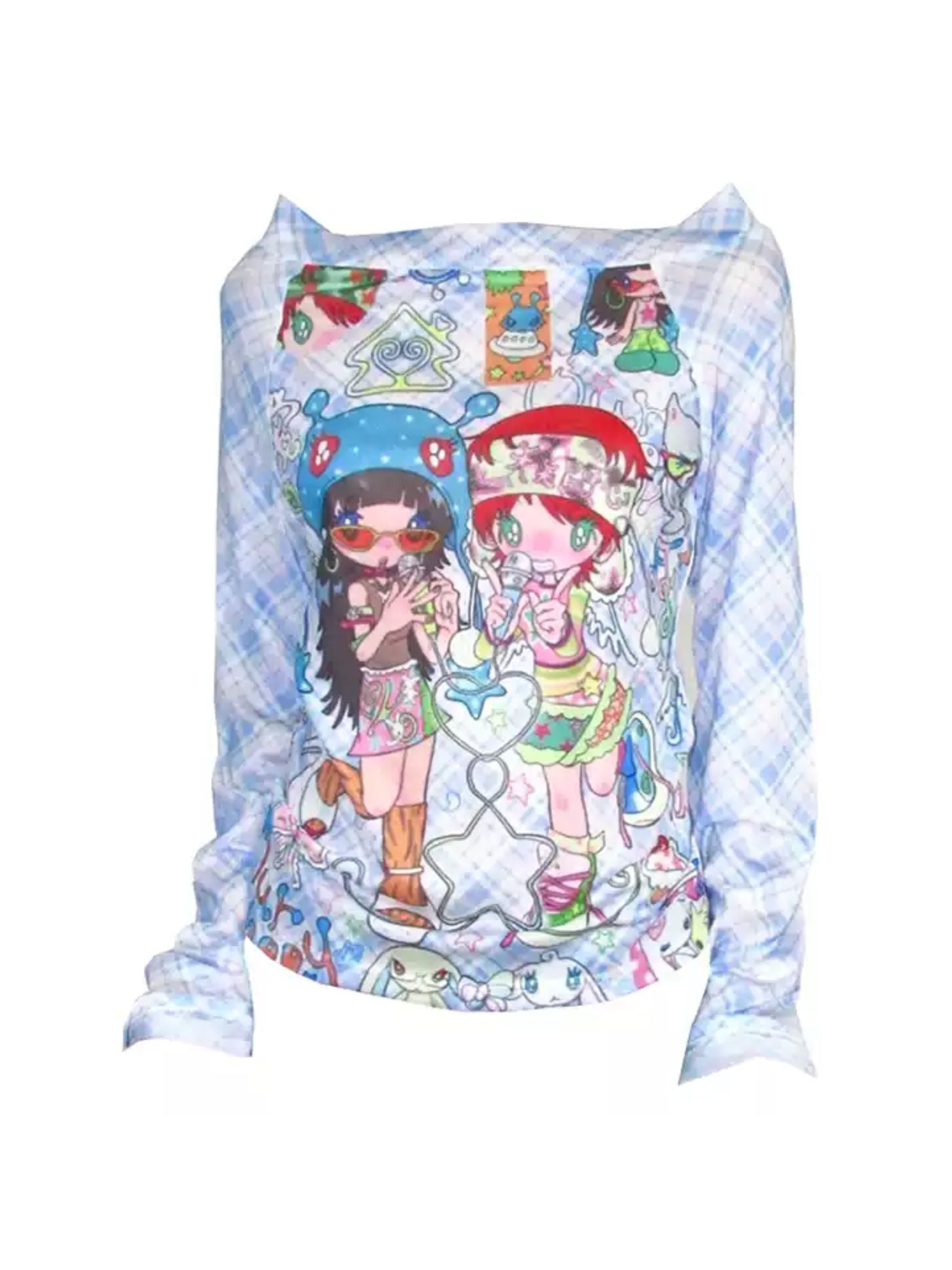 Sunonebird Retro Angel Girls Mesh Top