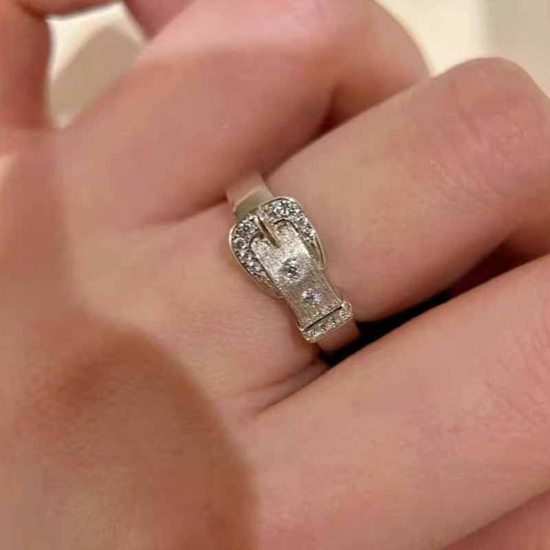 Sparkling Belt Buckle Ring