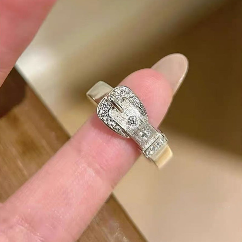 Sparkling Belt Buckle Ring