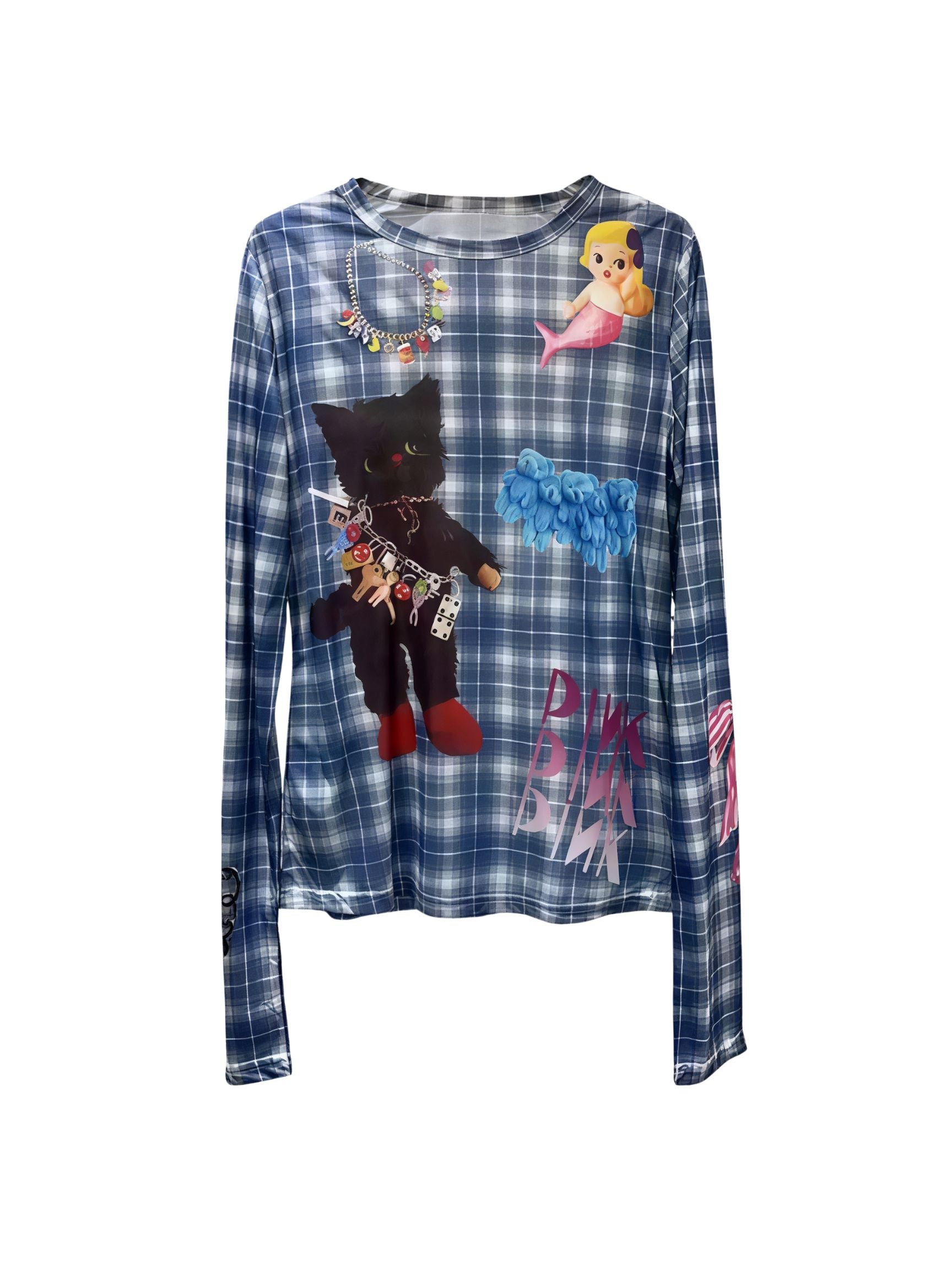 Doll & Cat Plaid Top