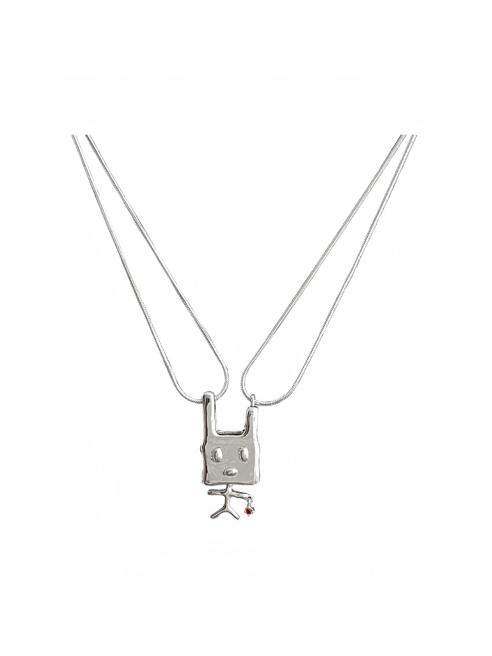 Elch Silver Bunny Tag Pendant Necklace