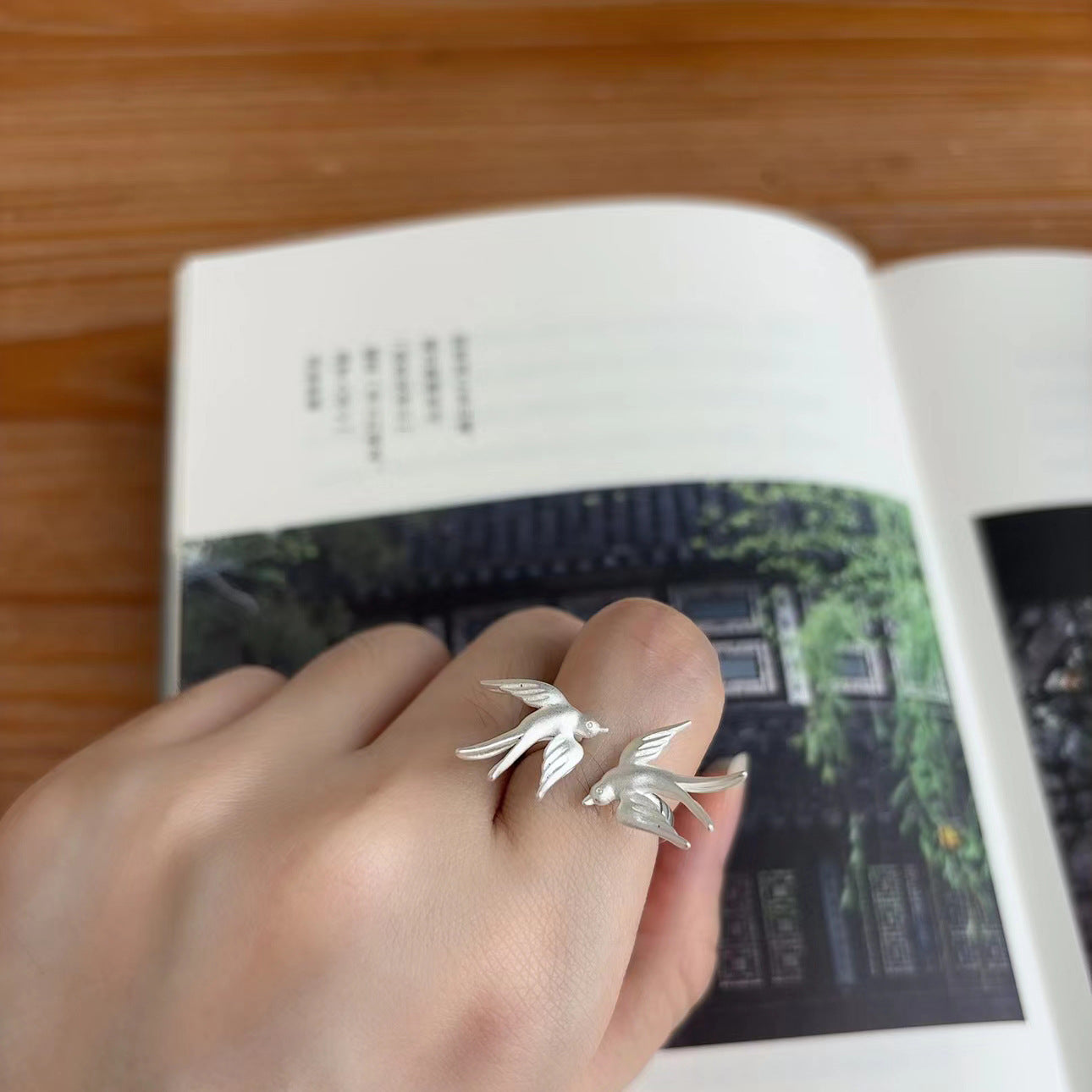 Twin Swallow Open Ring