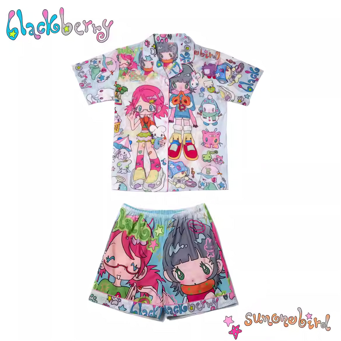 BlackBerry X sunonebird Two-Girl Cartoon Cotton Pajama Set