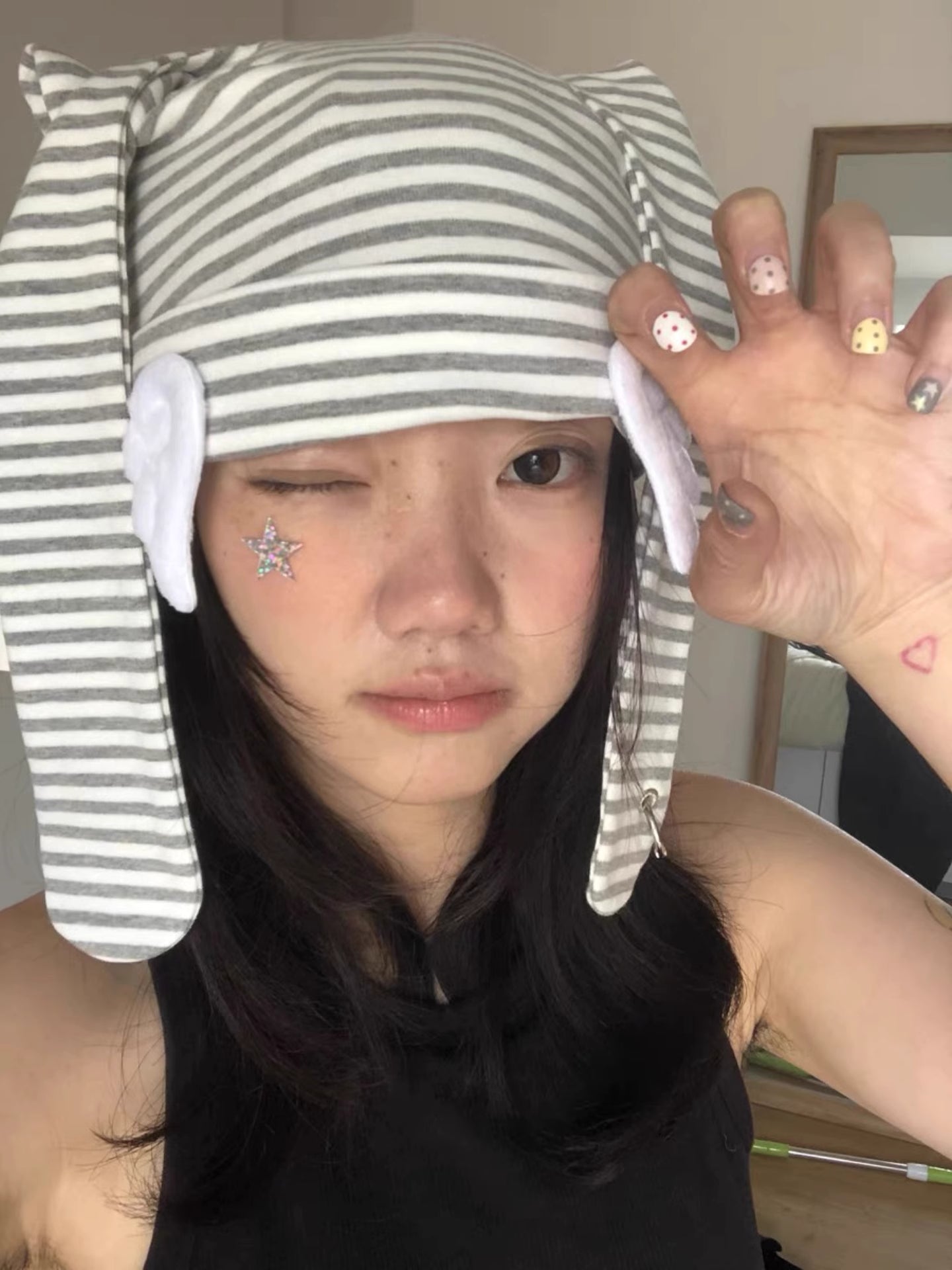 Stripy Bunny Ear Hat