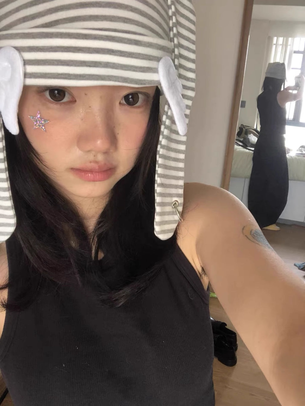 Stripy Bunny Ear Hat