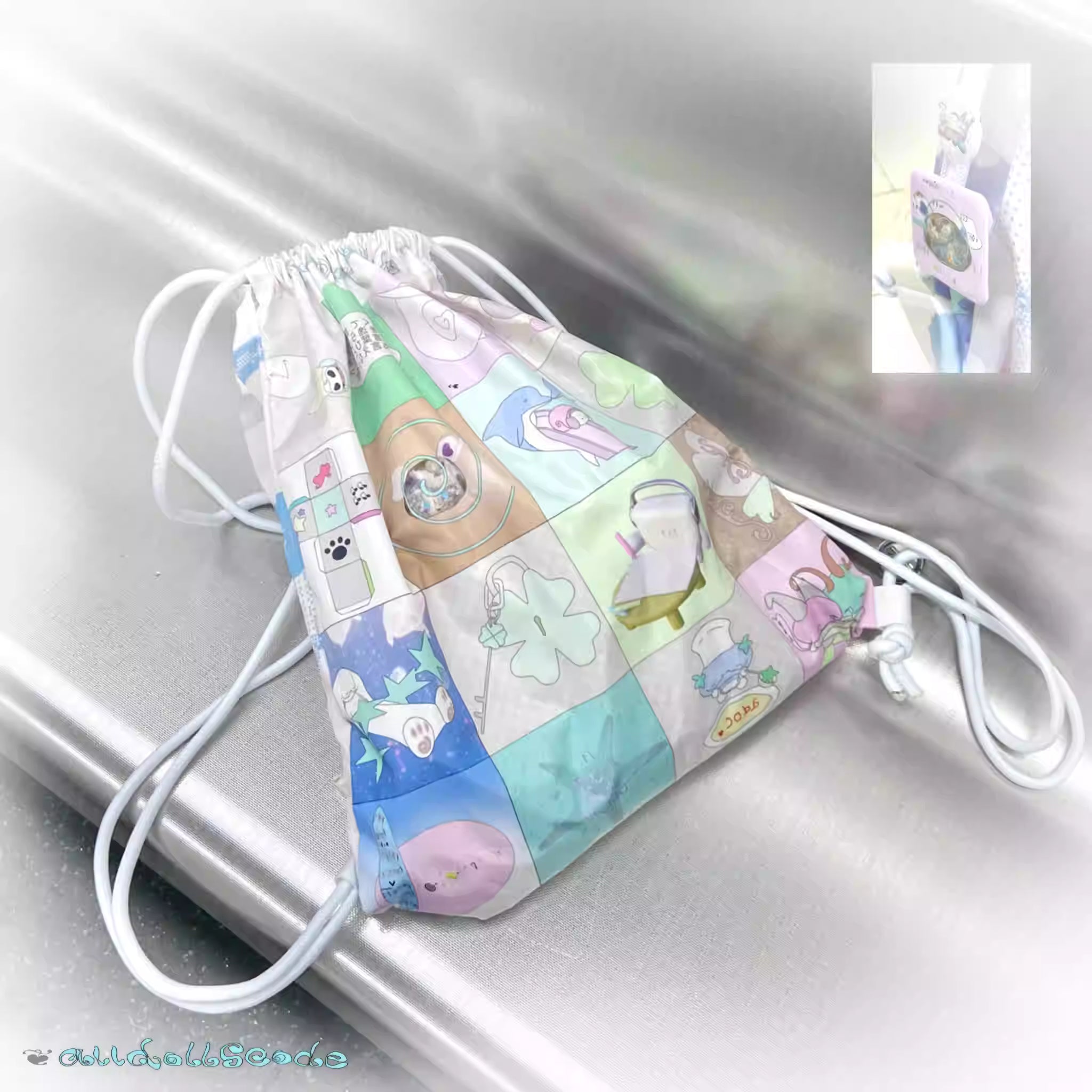 alldollscode Original Illustration Waterproof Drawstring Sports Cycling Backpack