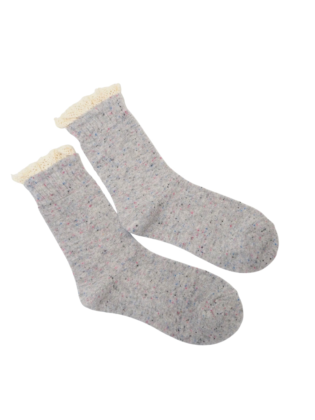 Fine Dot Lace Trim Mid-Calf Socks