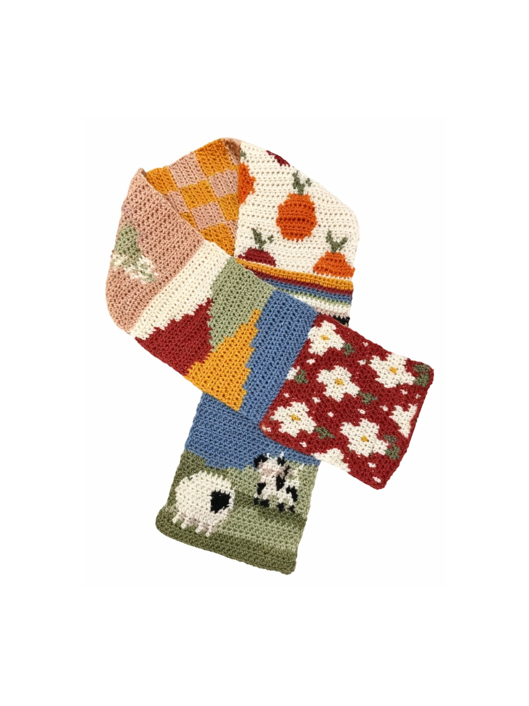 Autumn Patchwork Crochet Scarf