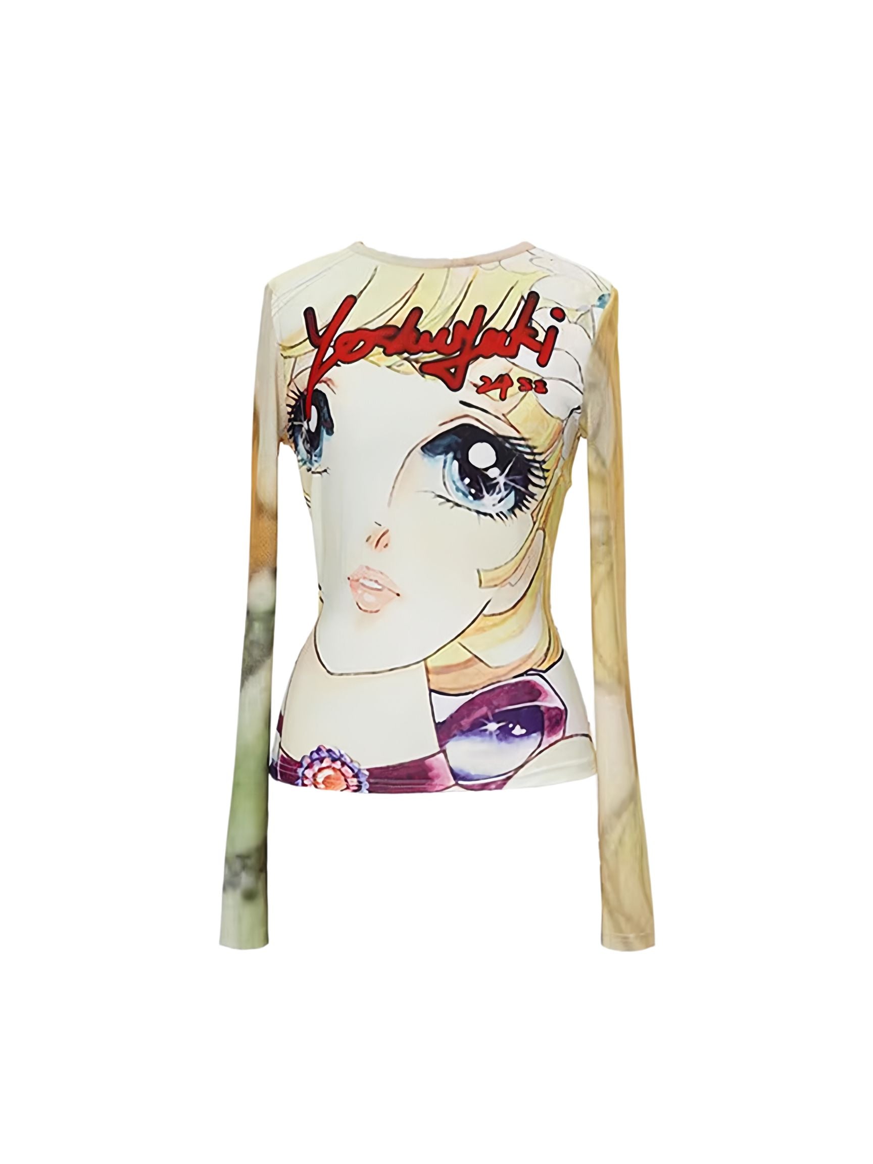 YOSHUYUKI Dog Character Unique Nichi Slim Casual Long-T-Shirt