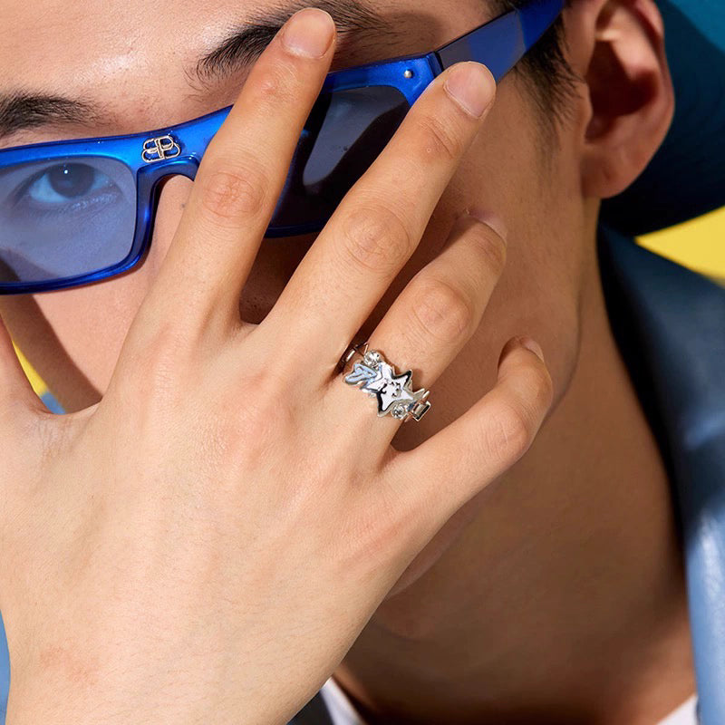 Studded Melted Star Ring