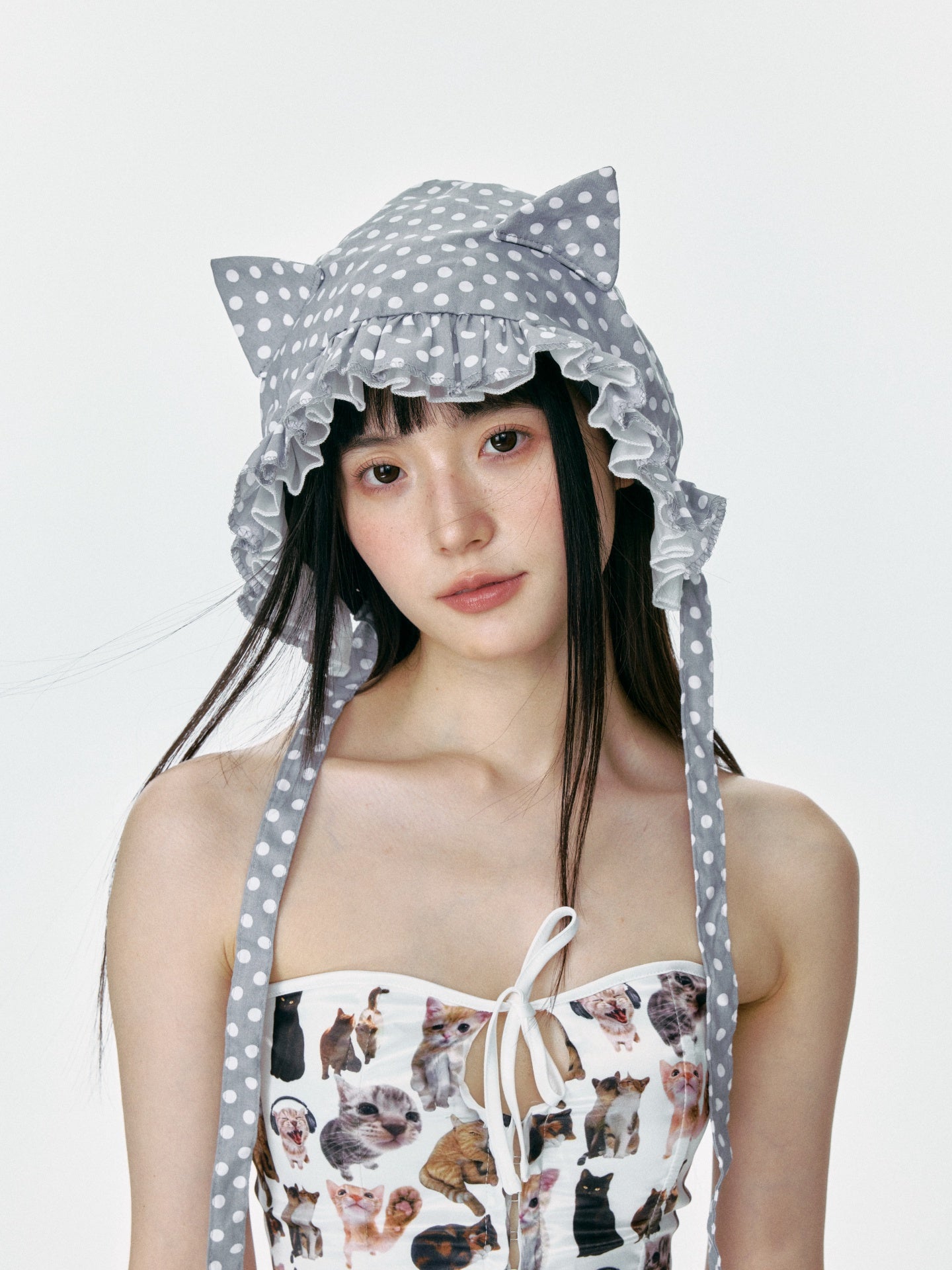 Polka Dot Kitty Bonnet