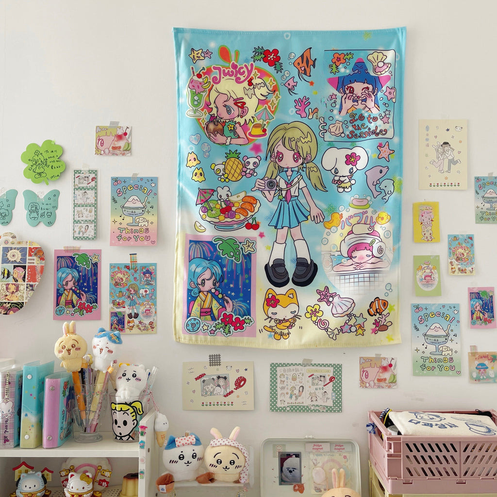 Glacier Forest Isle x sunonebird Go to Beach Tapestry