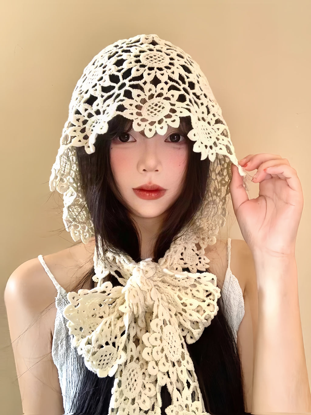 Crochet Lace Hood Hat