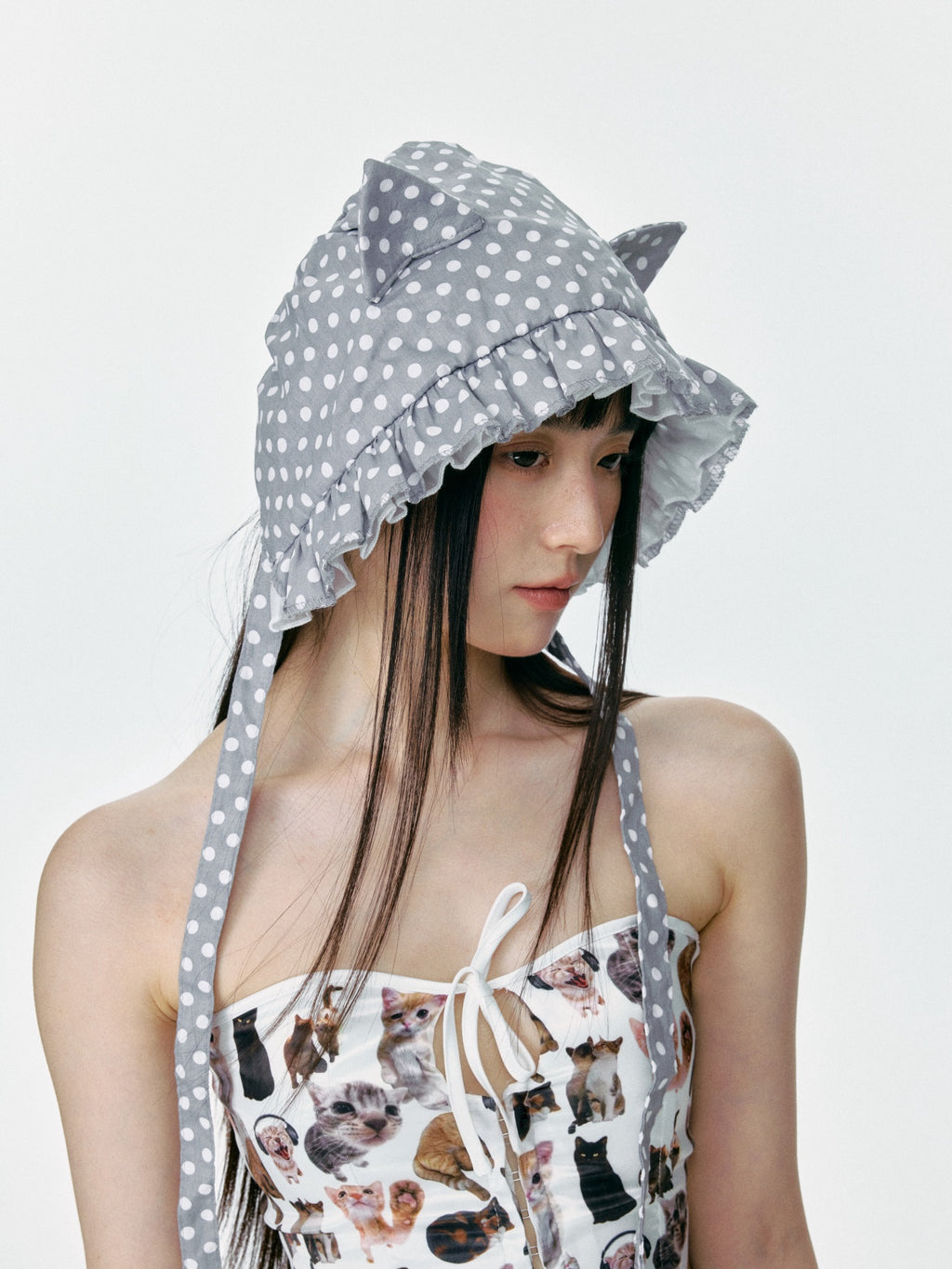 Polka Dot Kitty Bonnet