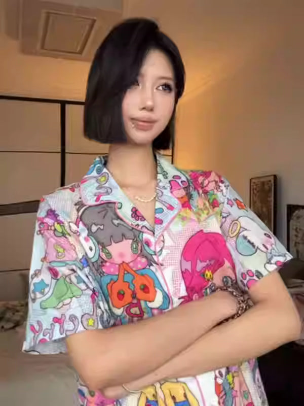 BlackBerry X sunonebird Two-Girl Cartoon Cotton Pajama Set