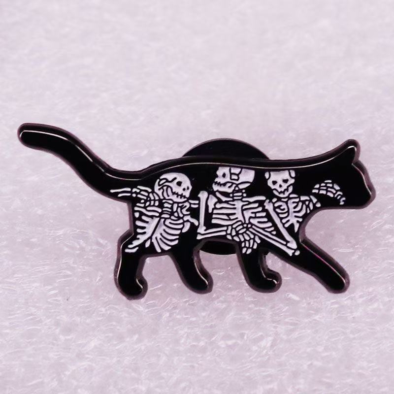 Skeleton Cat Pin