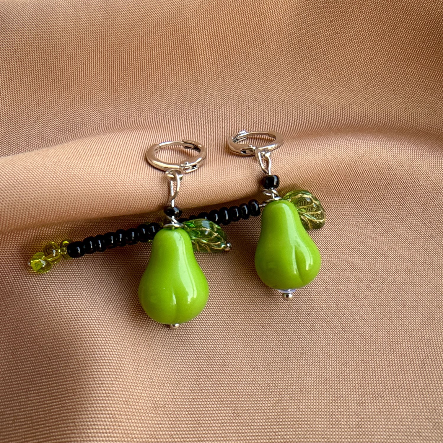 Green Orchard Pear Earrings
