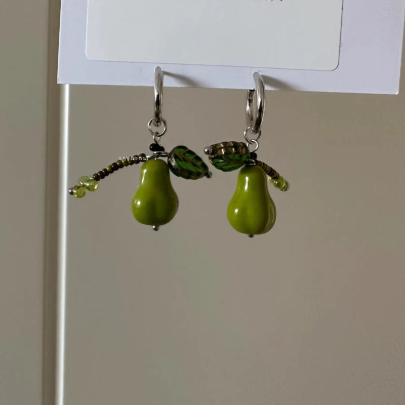 Green Orchard Pear Earrings