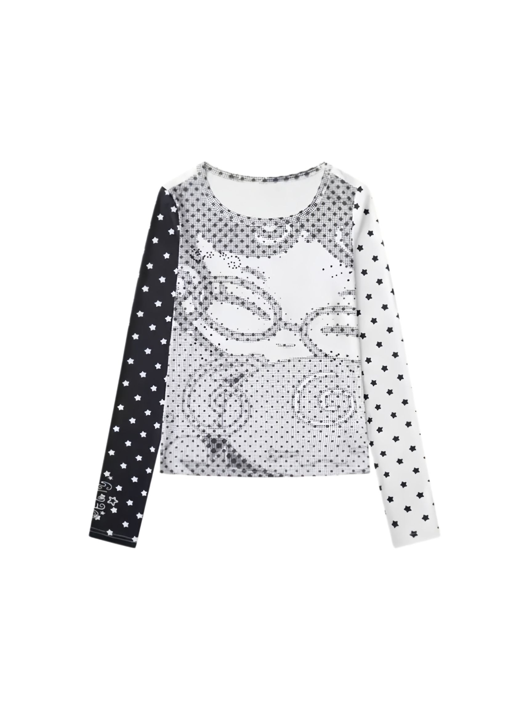 V*v様 2000s Dot Pattern Long Sleeve T BETWEENAND Pixel Dot Anime Patchwork Long Sleeve Top – PoemoArt