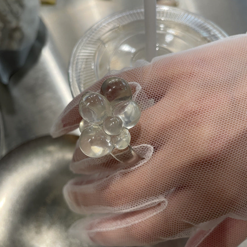 White Resin Floral Ring