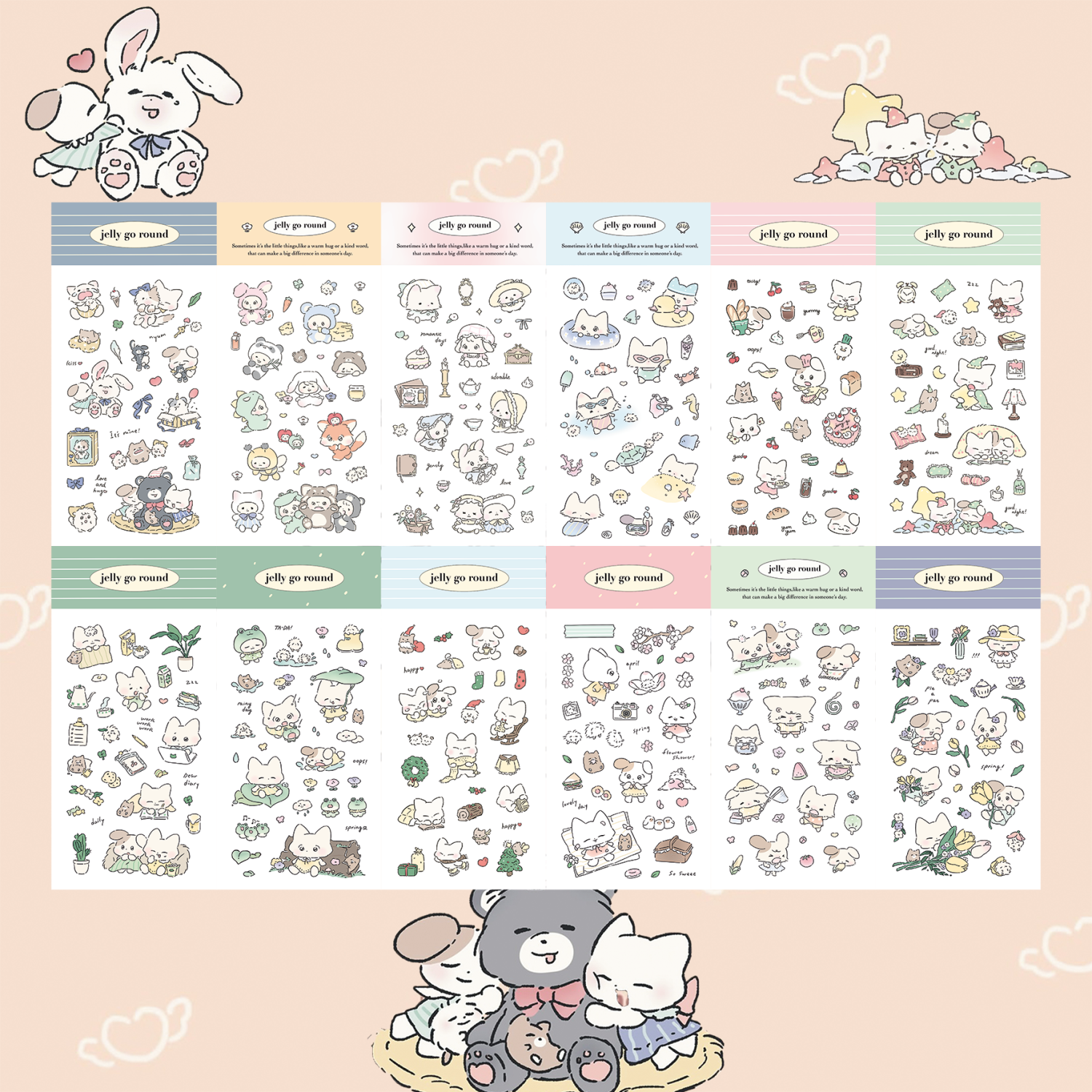 Jelly go Round Fox & Bunny Deco Sticker