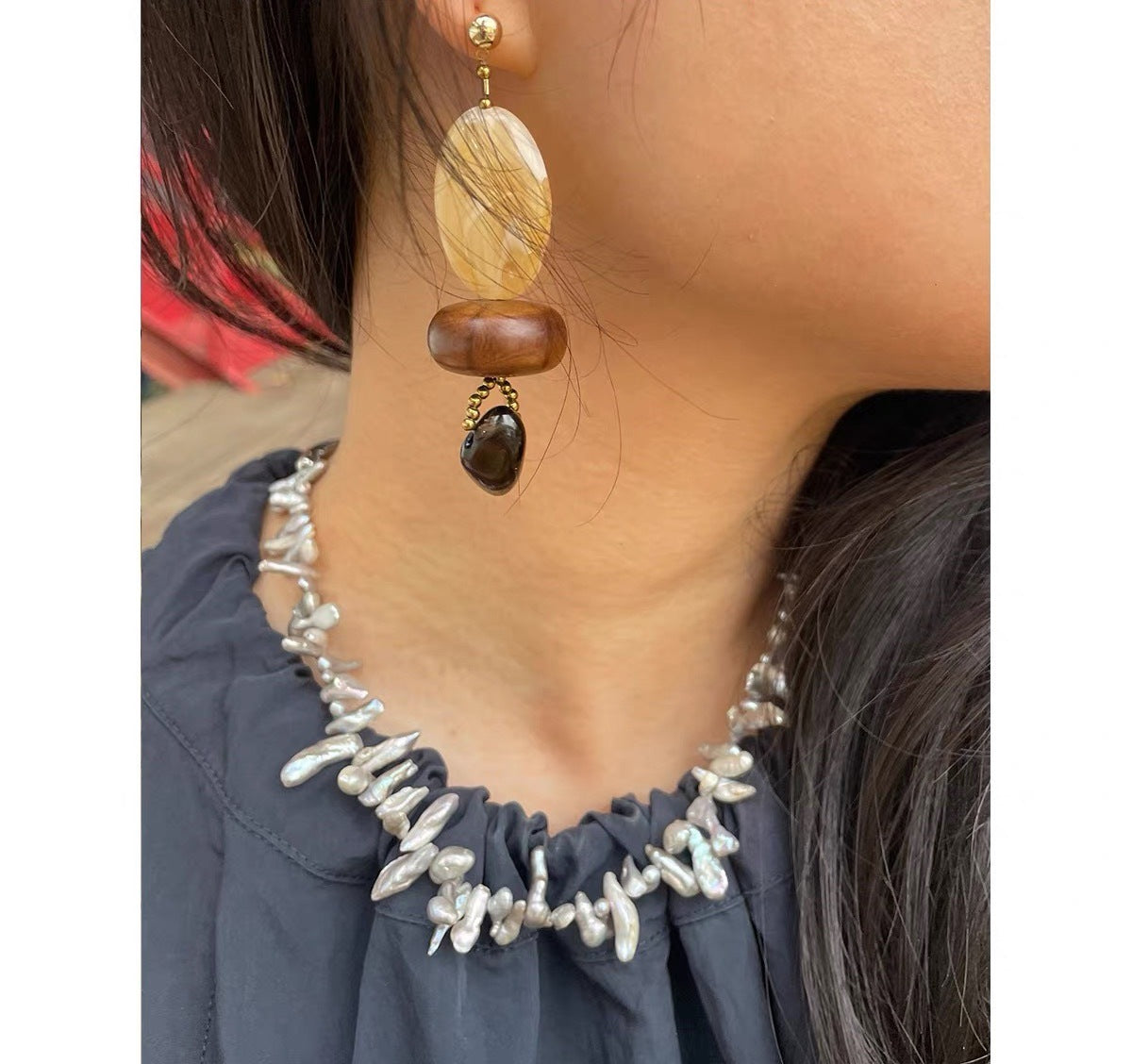 VITREQYOUS Golden Dusk Earrings