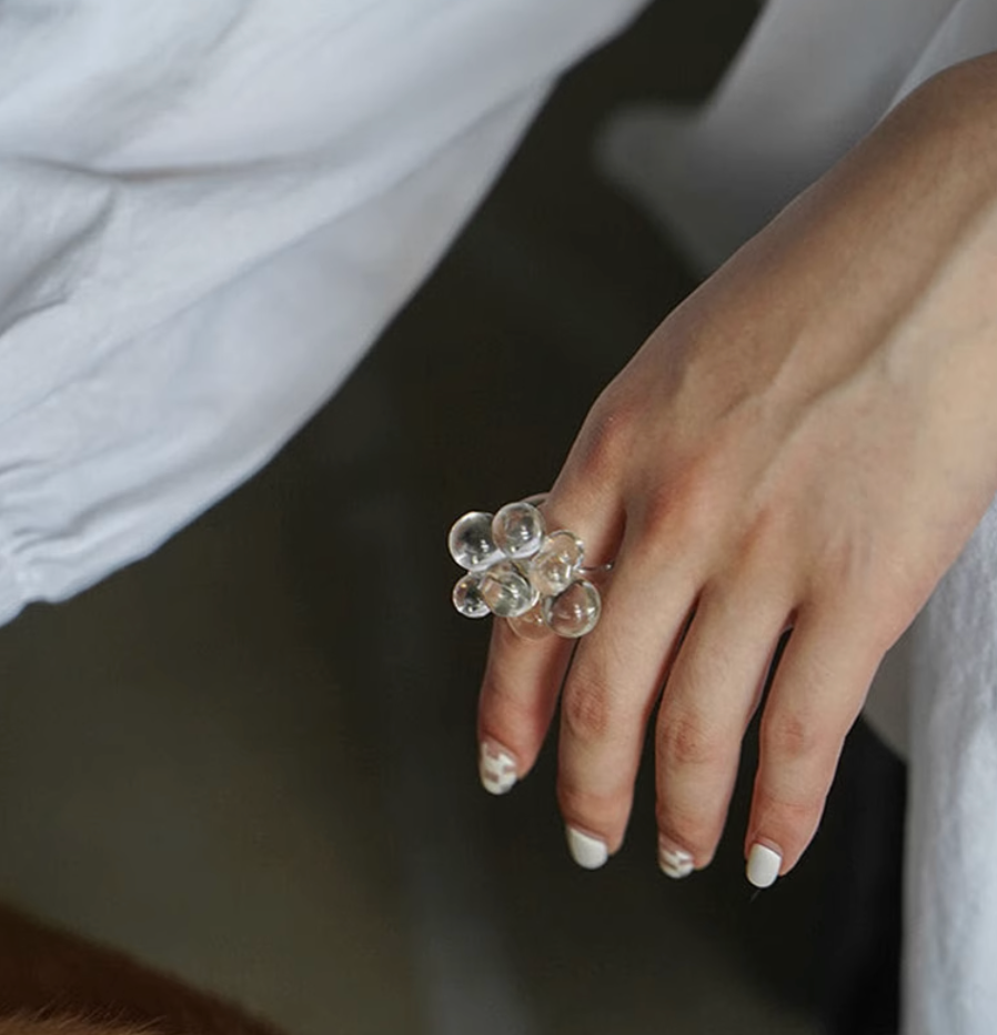 White Resin Floral Ring