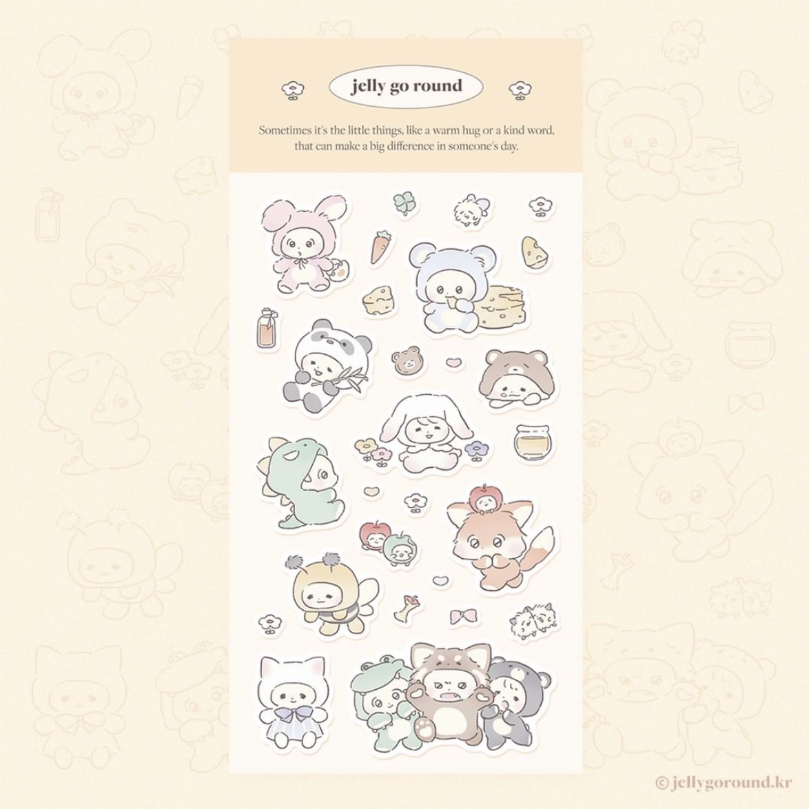 Jelly go Round Fox & Bunny Deco Sticker