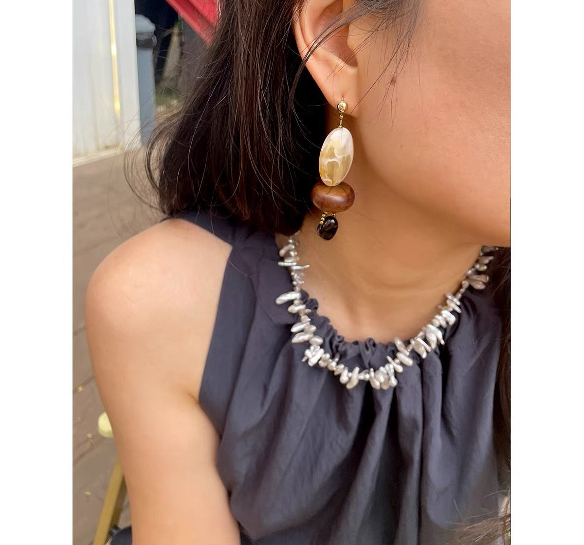 VITREQYOUS Golden Dusk Earrings