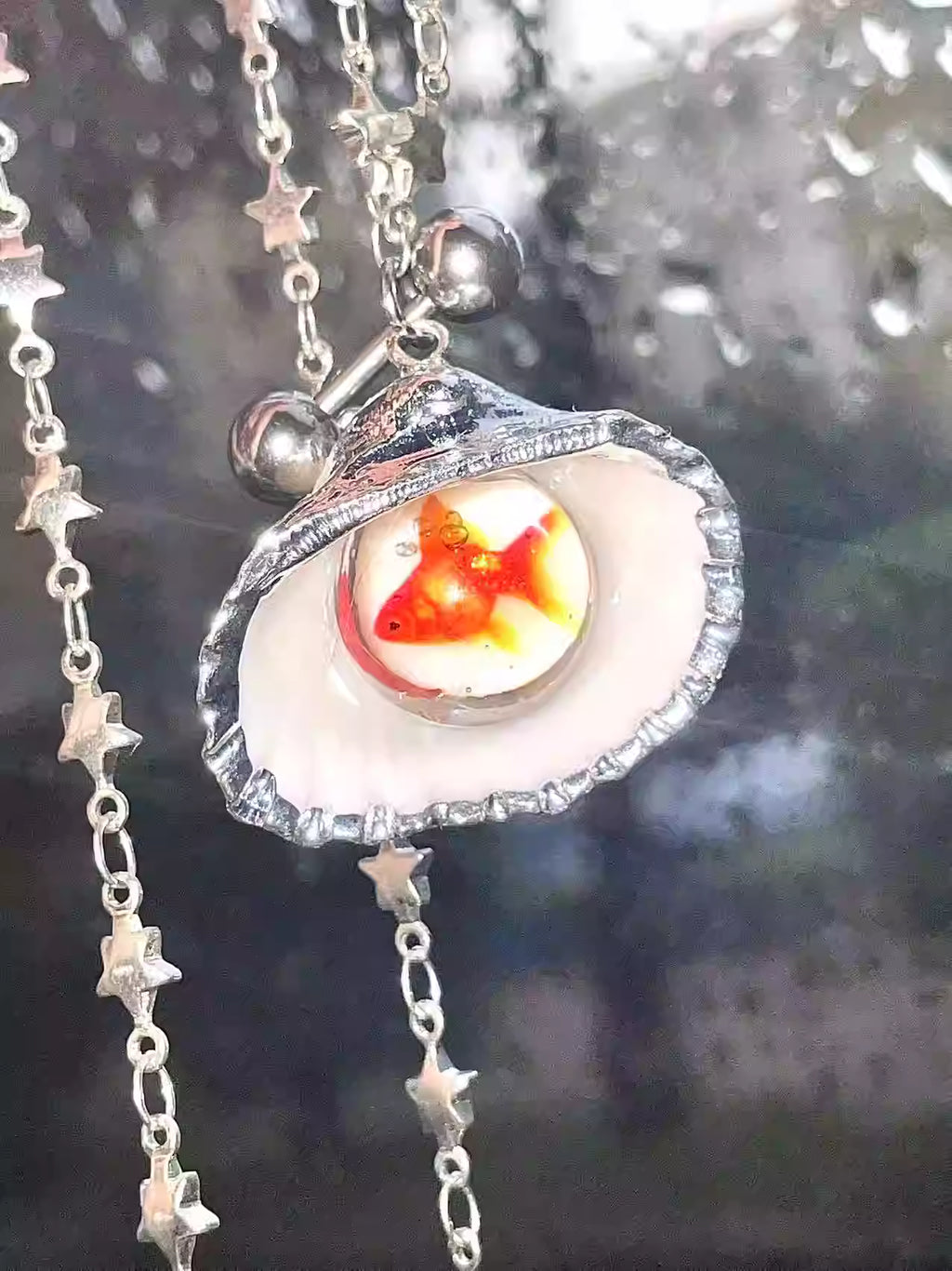 Goldfish Pearl Shell Pendant Necklace