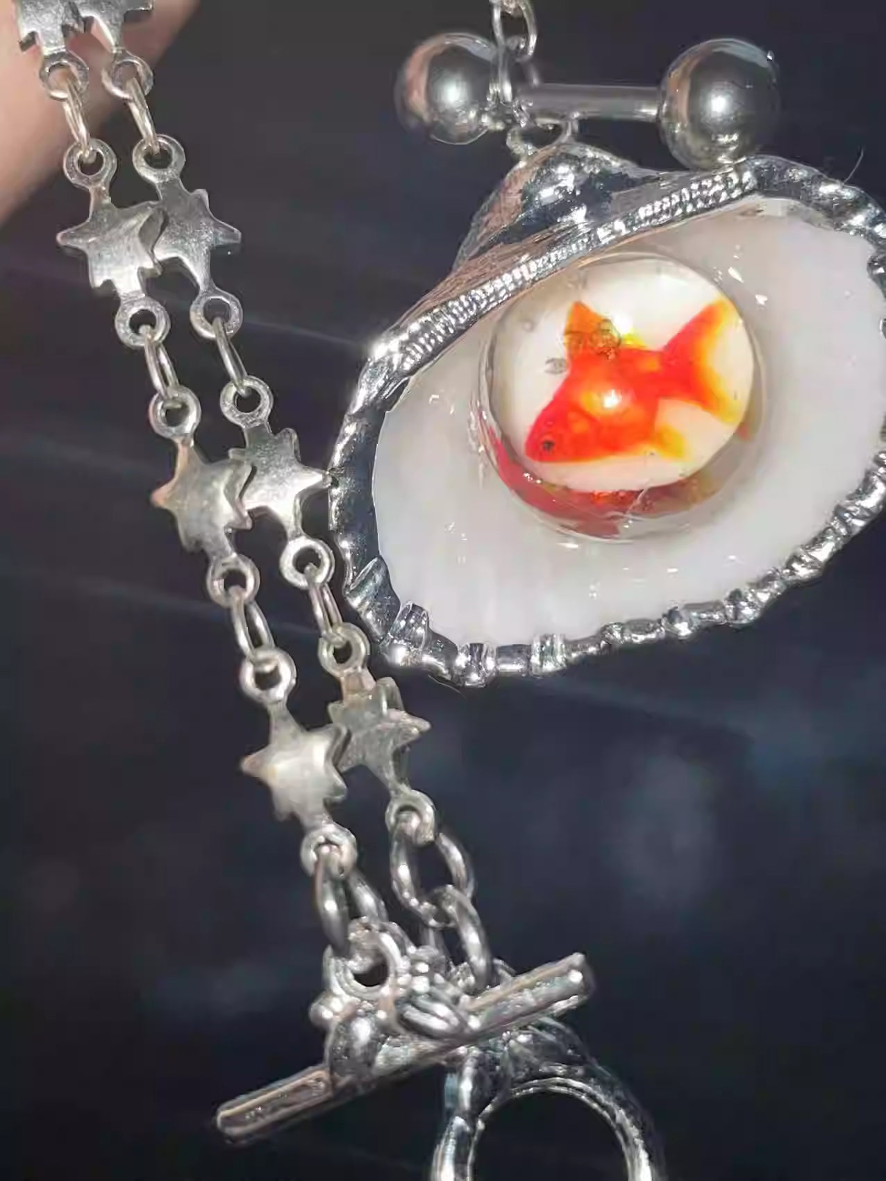 Goldfish Pearl Shell Pendant Necklace