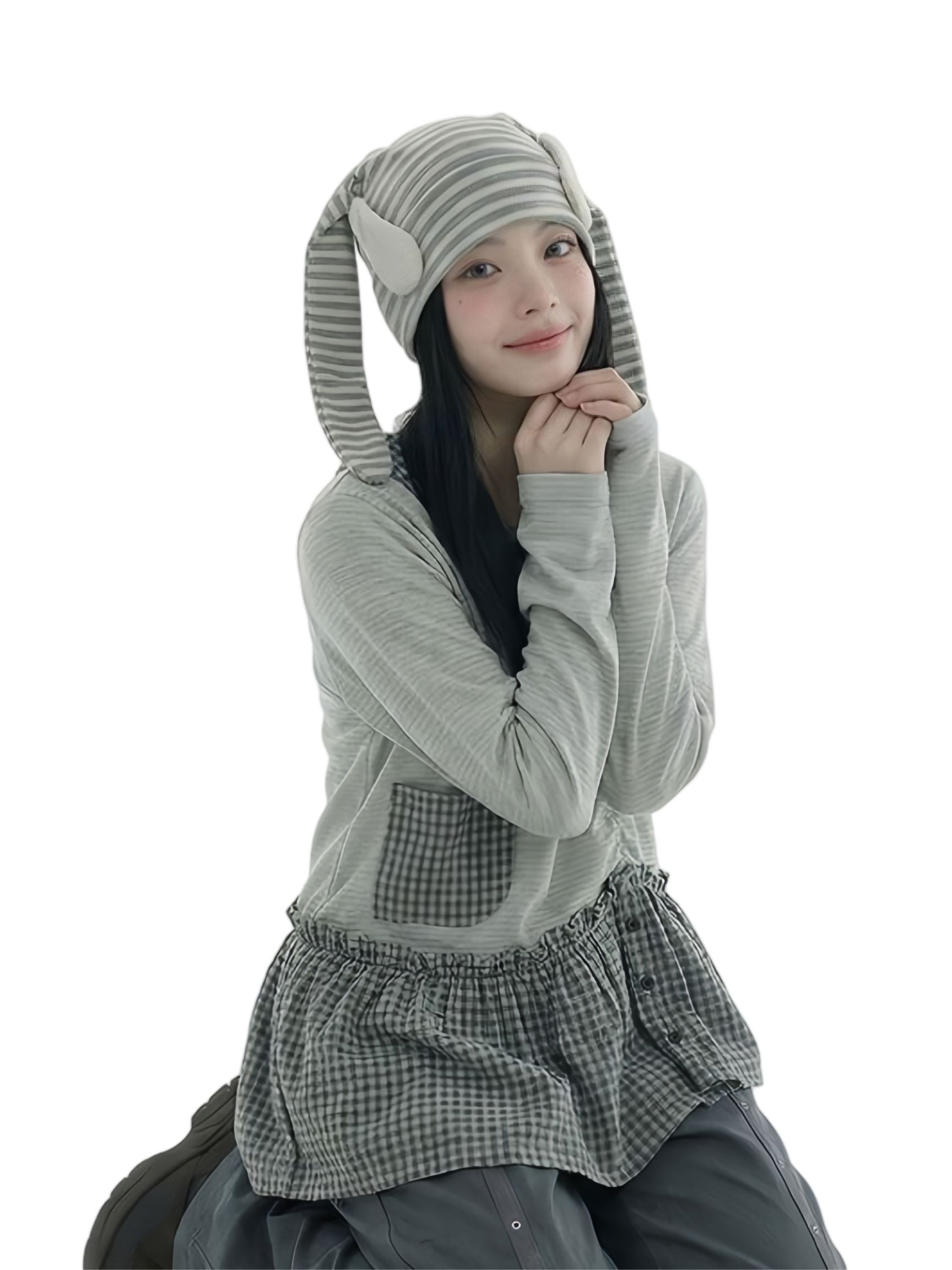 Stripy Bunny Ear Hat