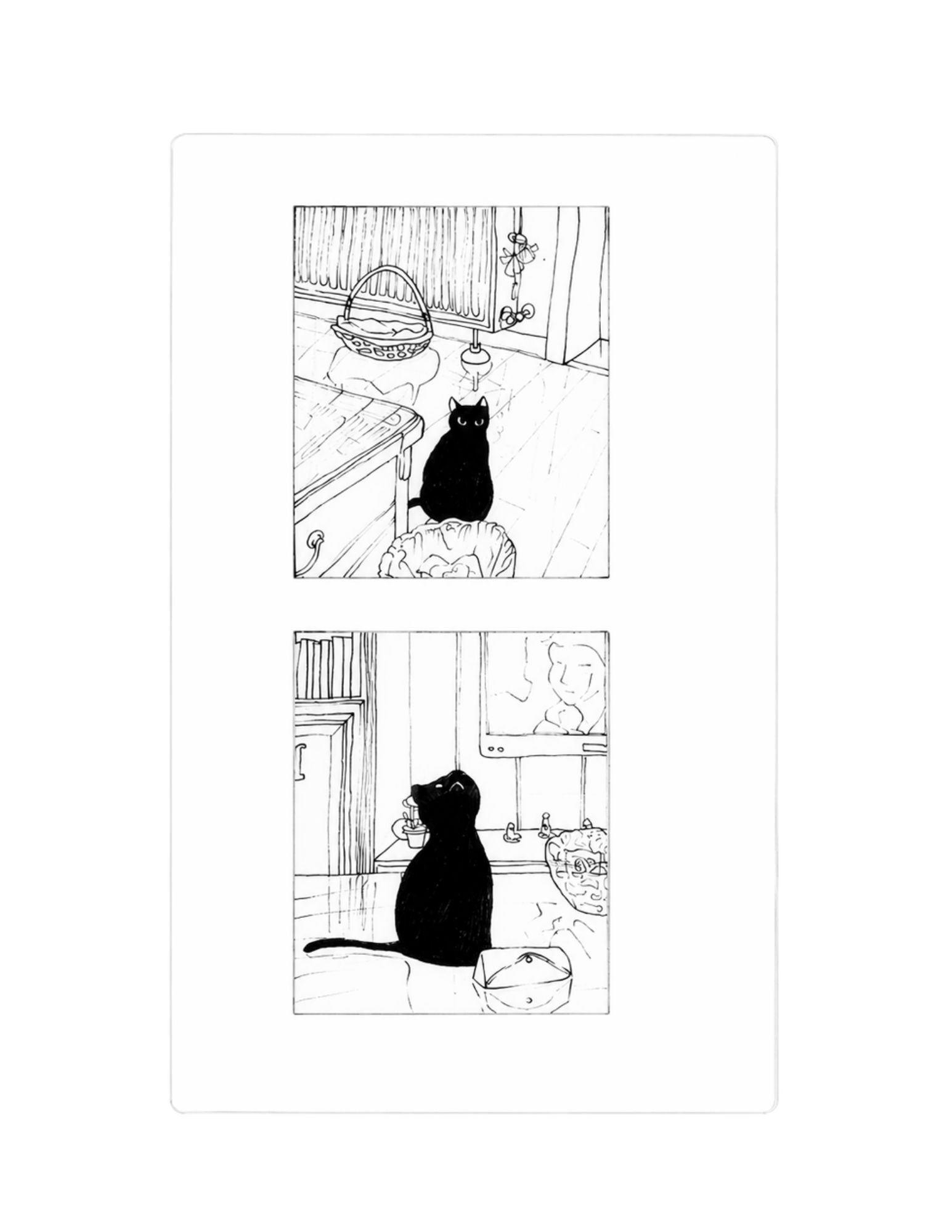 xizi black cat in my home transparent bookmark