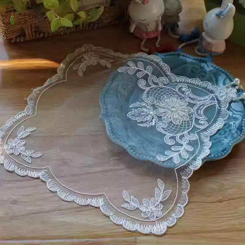 European Lace Pearl Table Mat