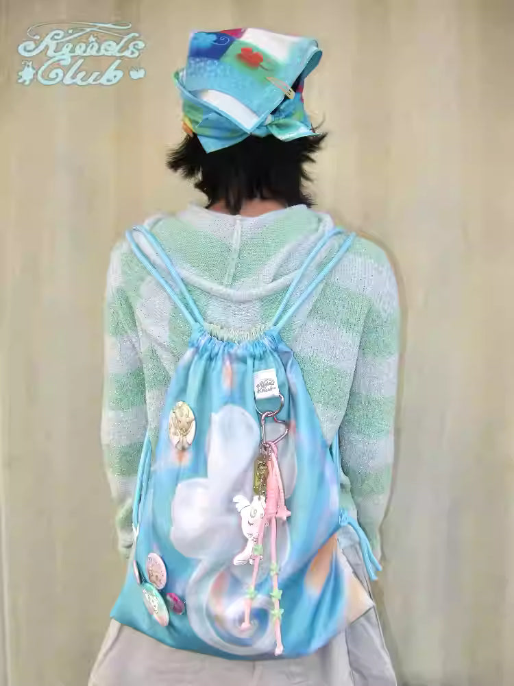 KiiidClub Lucky & Kiss Double-Sided Drawstring Backpack
