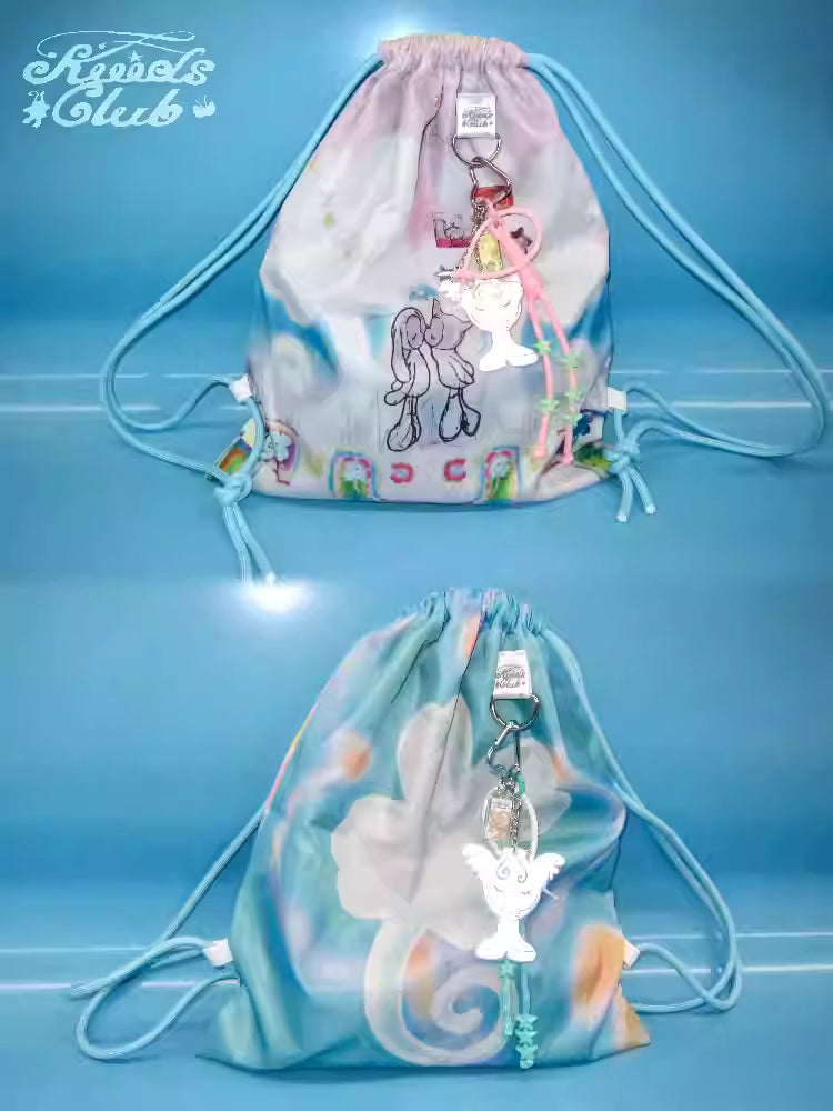 KiiidClub Lucky & Kiss Double-Sided Drawstring Backpack