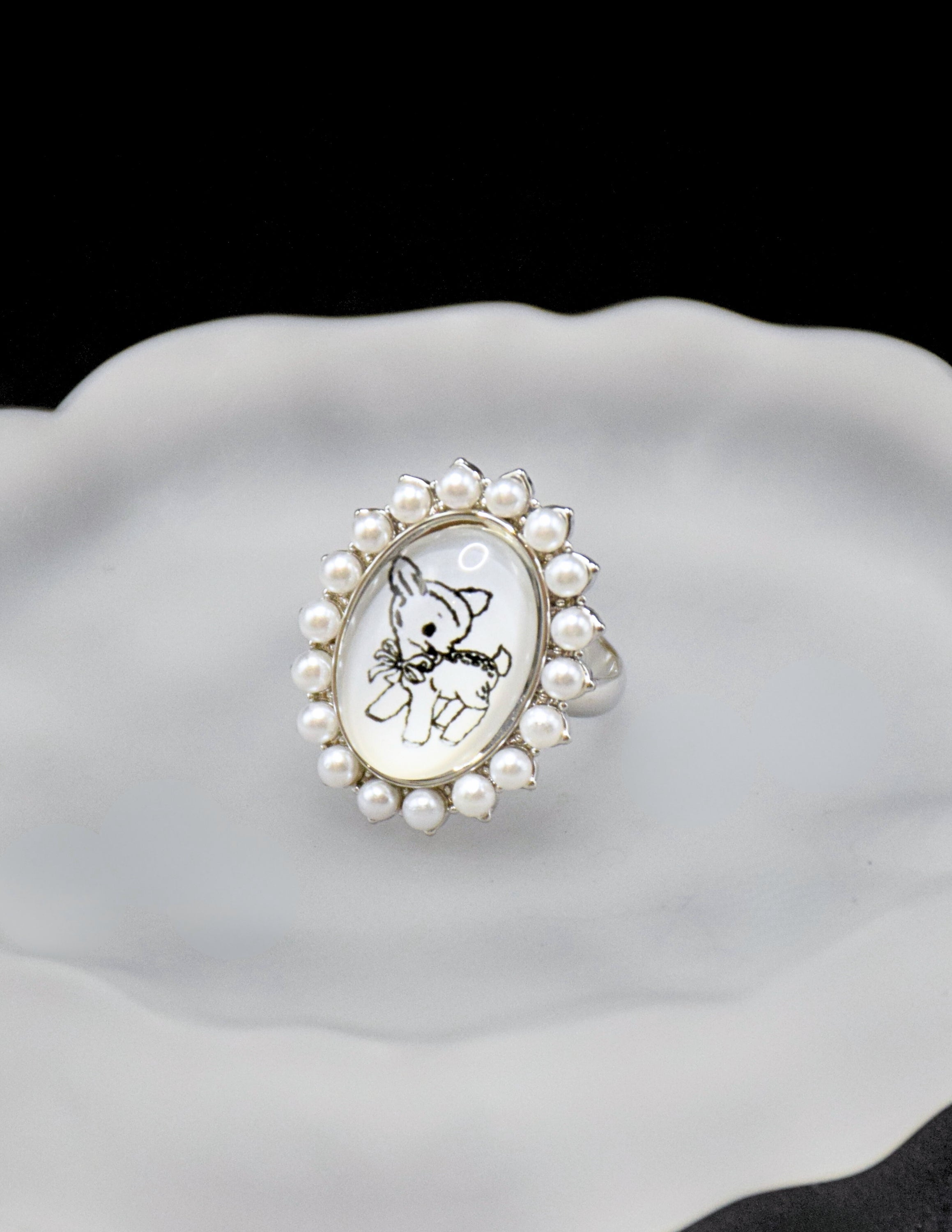 birthdayblue Deer Pearl Ring
