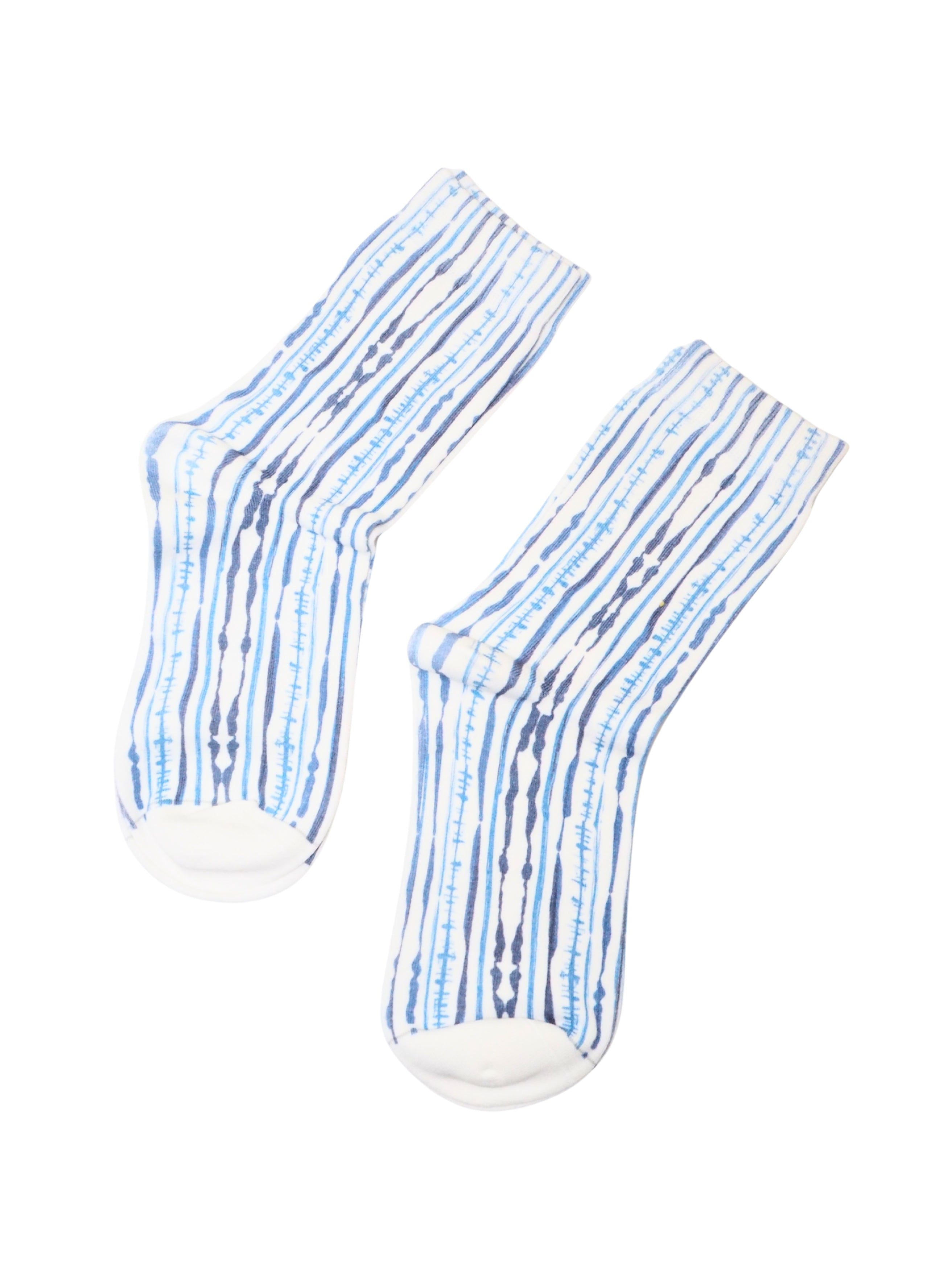 Blue & White Stripe Mid-Calf Socks