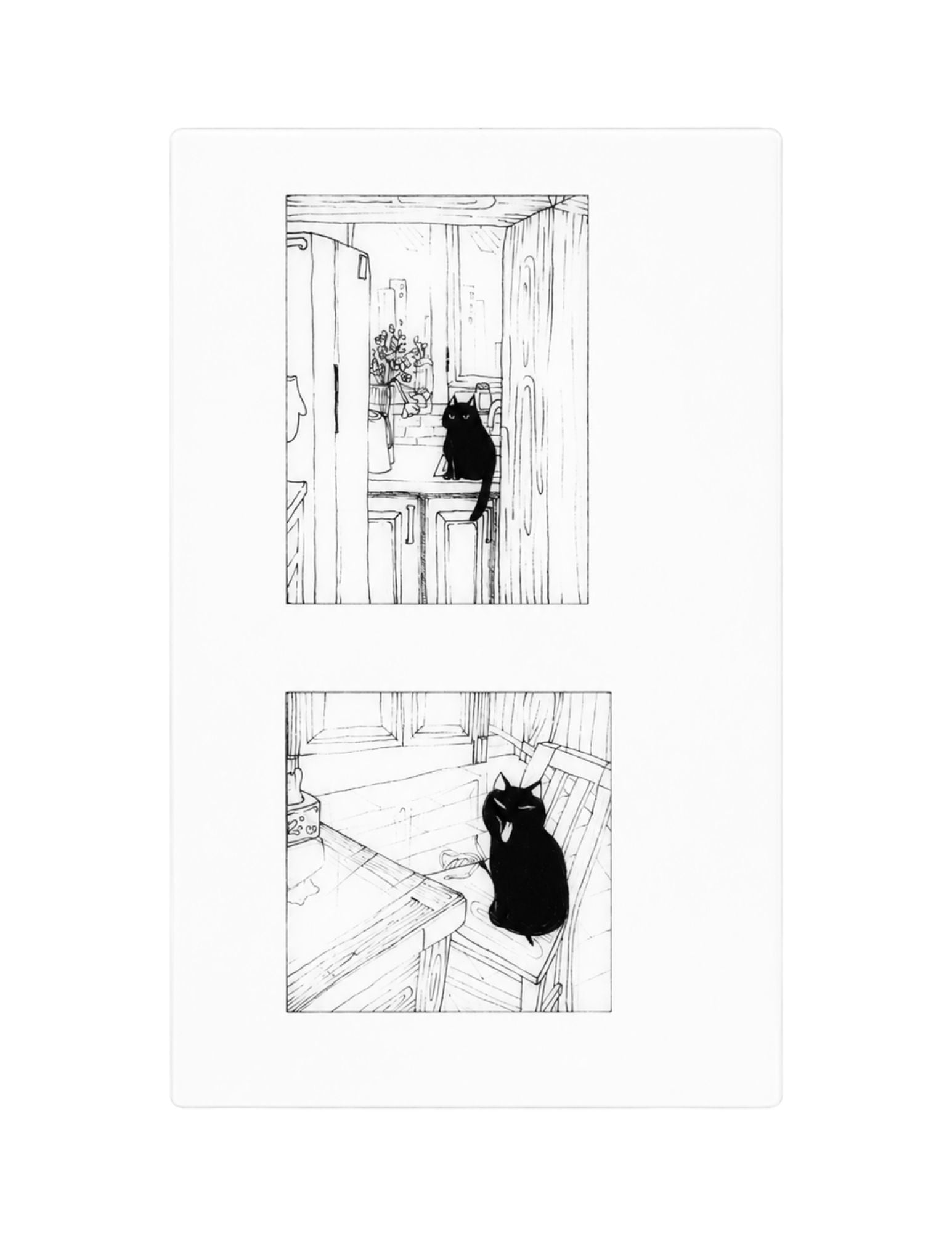 xizi black cat in my home transparent bookmark