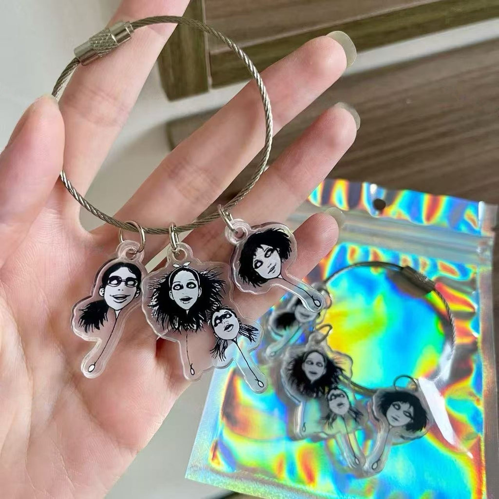 Junji-Inspired Floating Head Charm Keychain