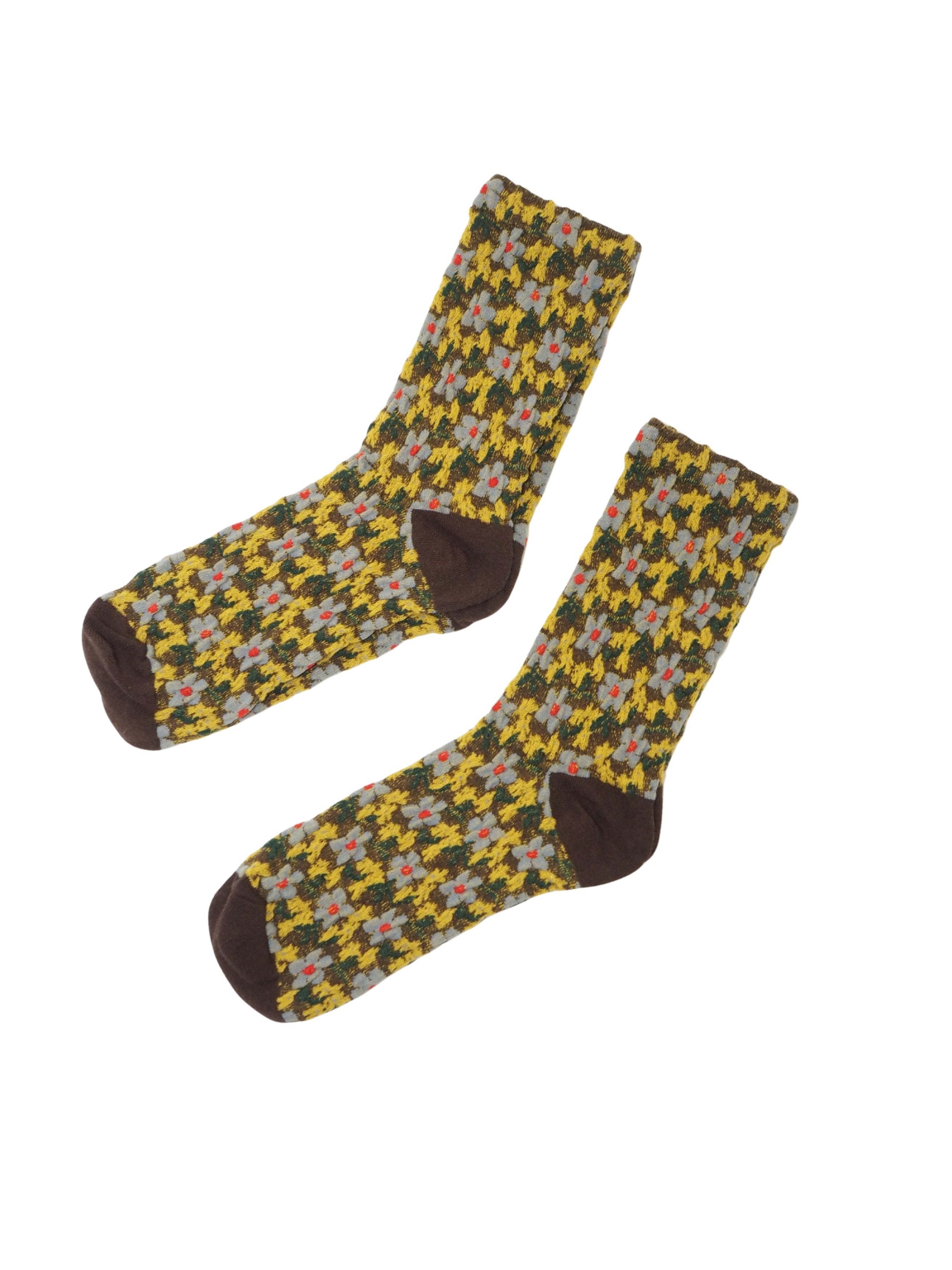 Textured Floral Knit Mid-Calf Socks