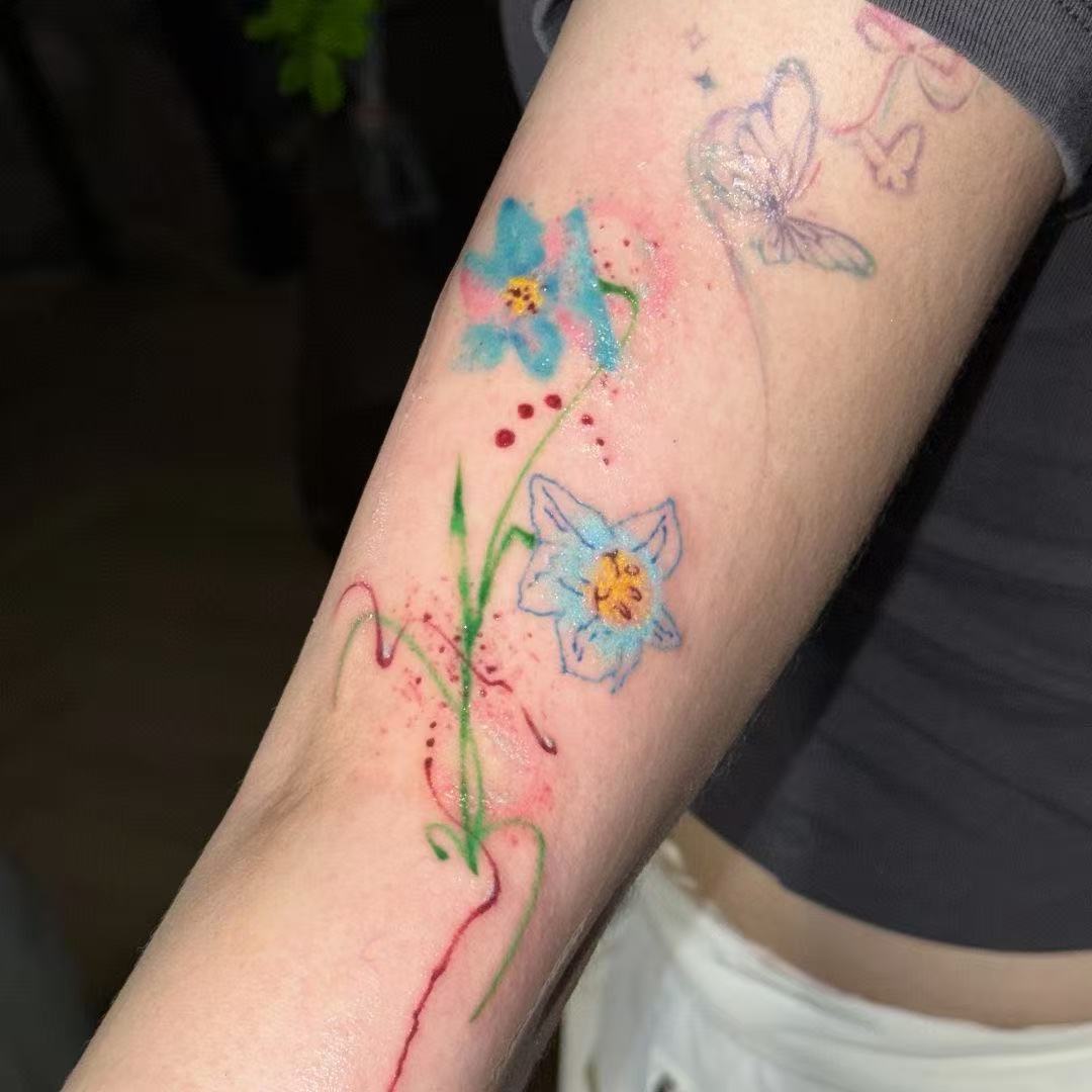 Blue Daffodil Tattoo Stickers