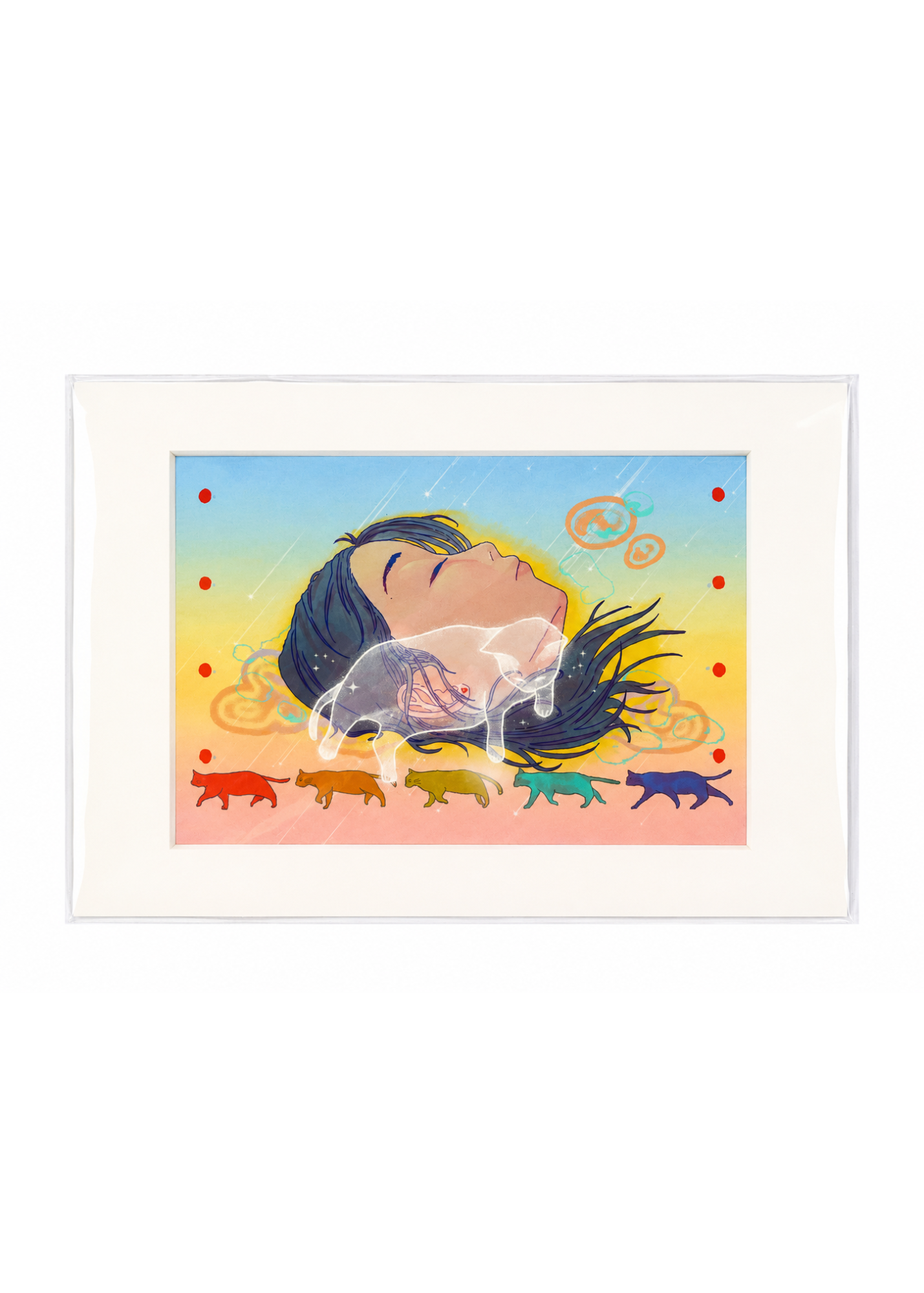 Xizi sleep with cat giclee