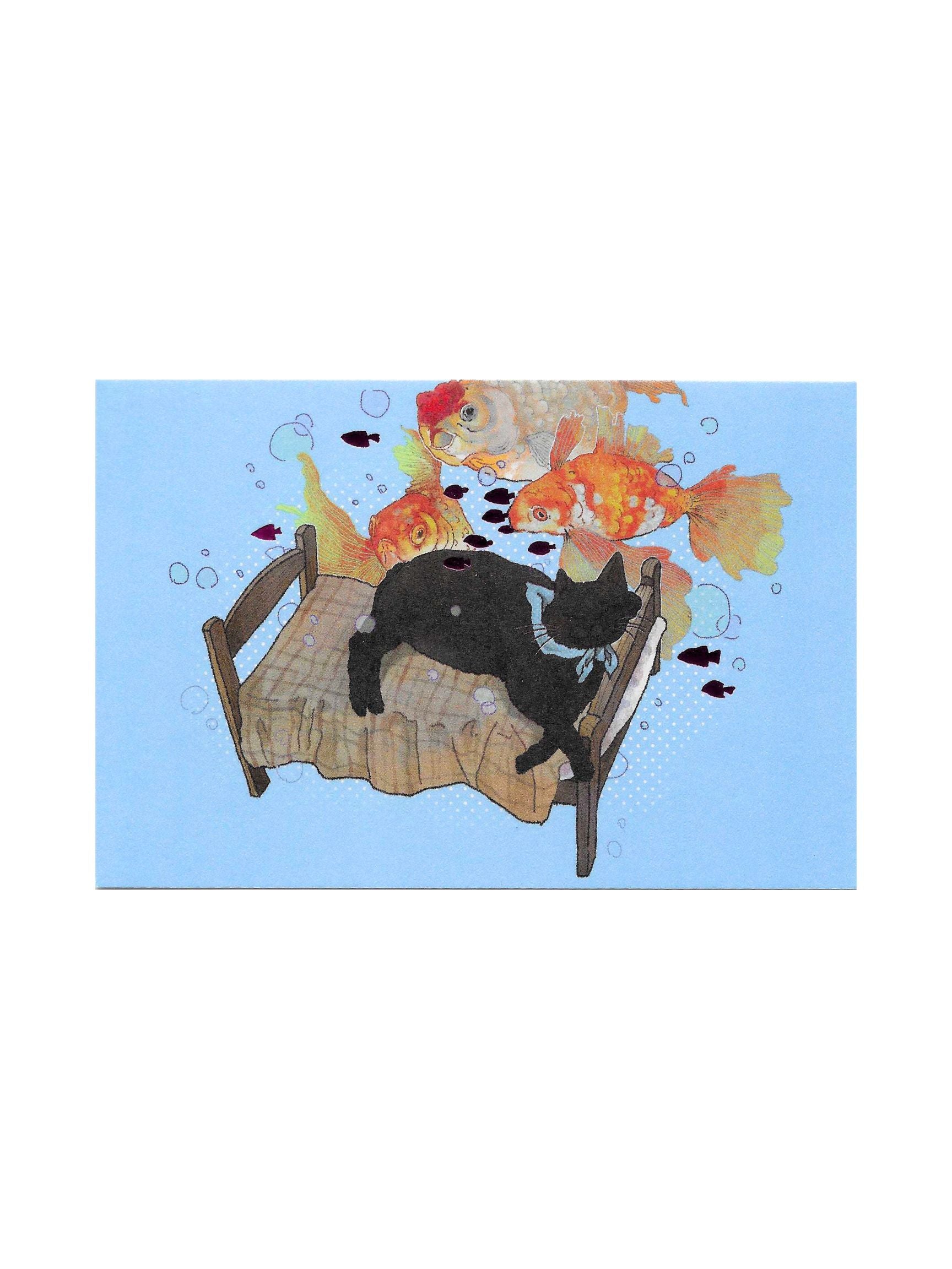 Xizi black cat dream postcard