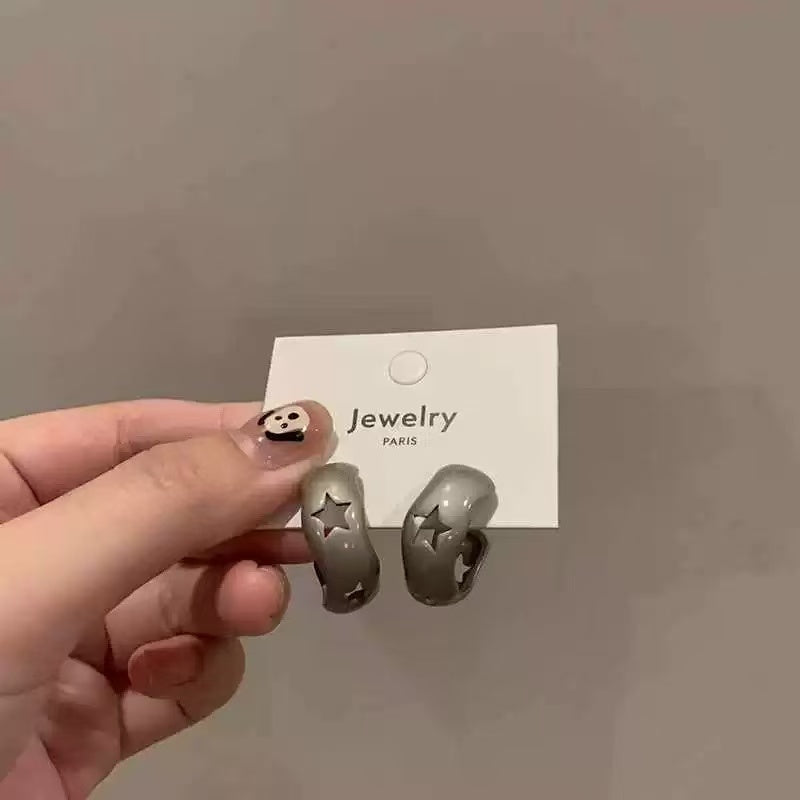 Charcoal Star Hoops