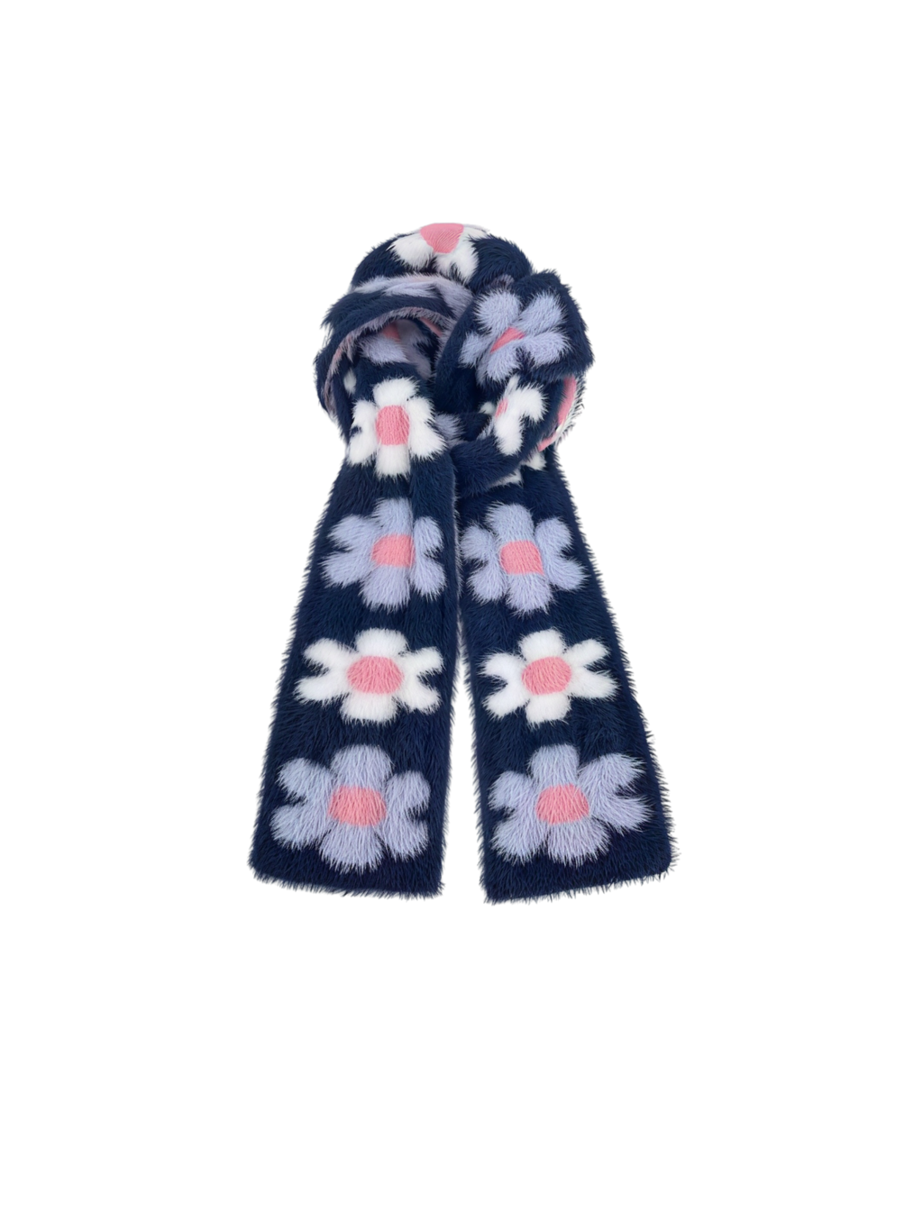 Snowy Daisy Knit Scarf