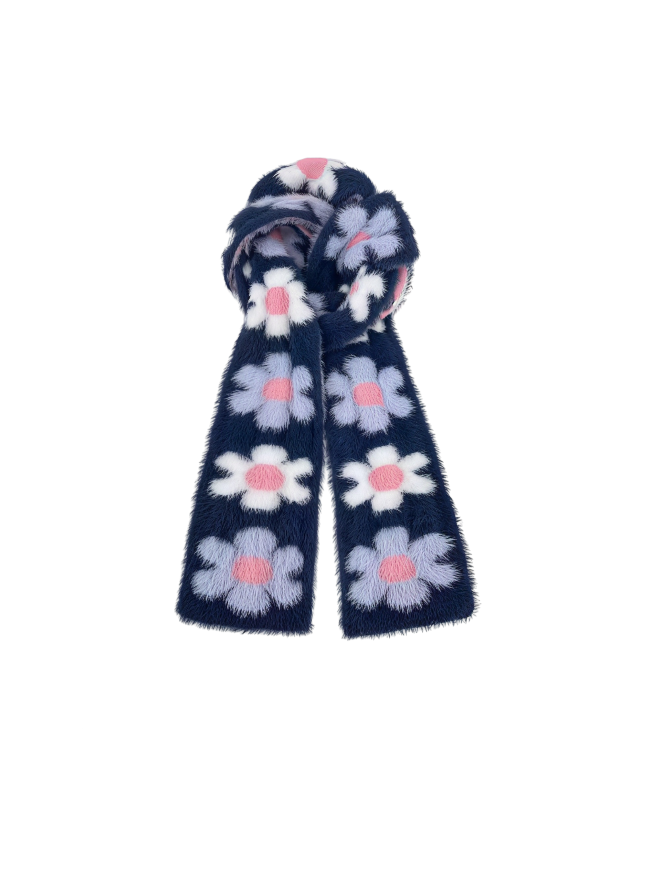 Snowy Daisy Knit Scarf