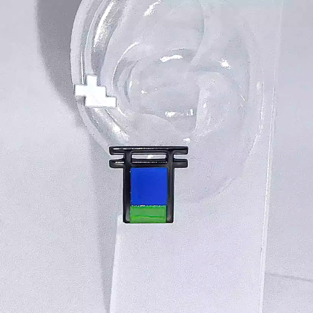 Paraheal Electronic Torii Cyberpunk Aqua Earrings