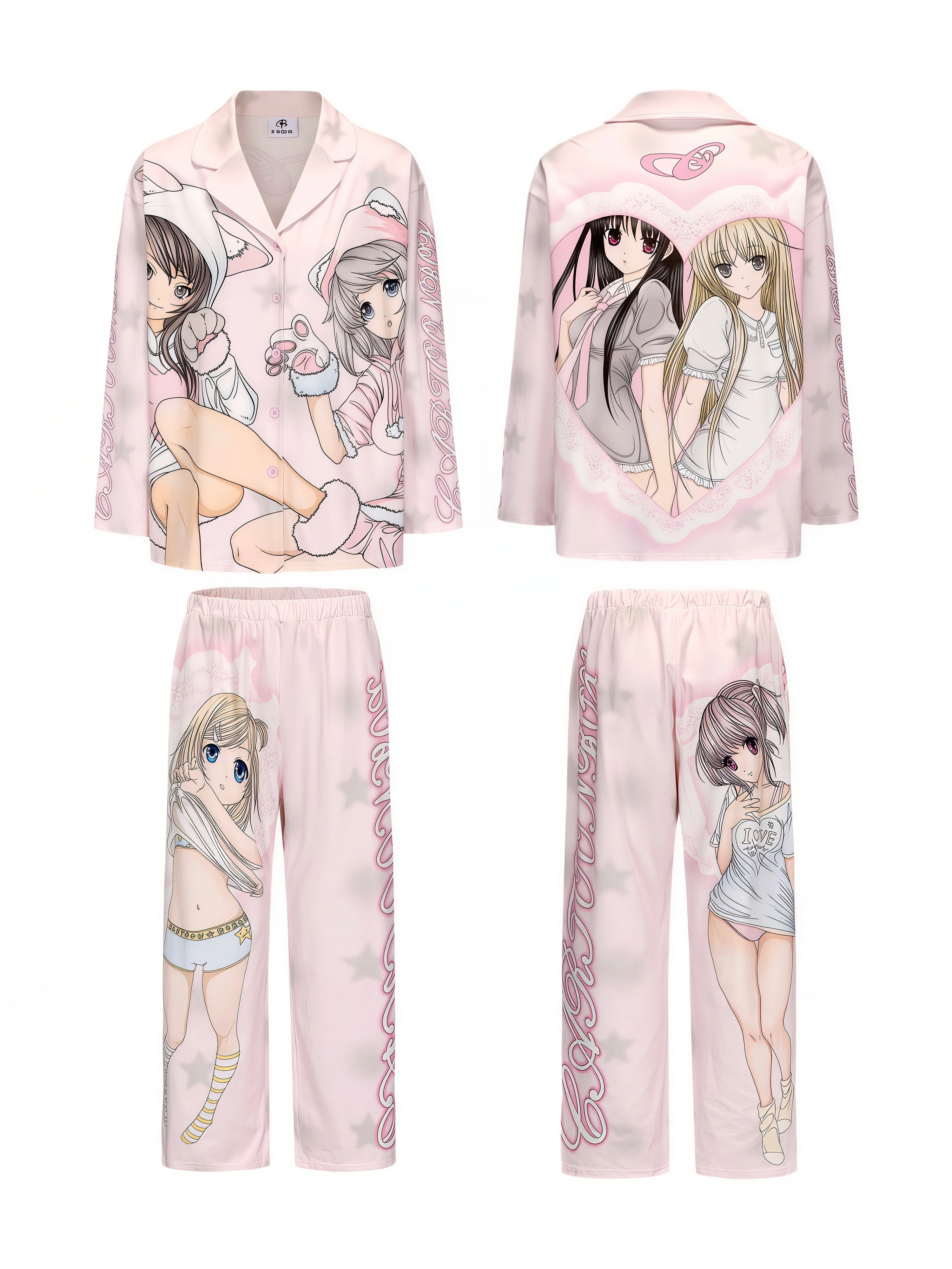 Cartoonbox Pink Bunny Manga Pajama Set