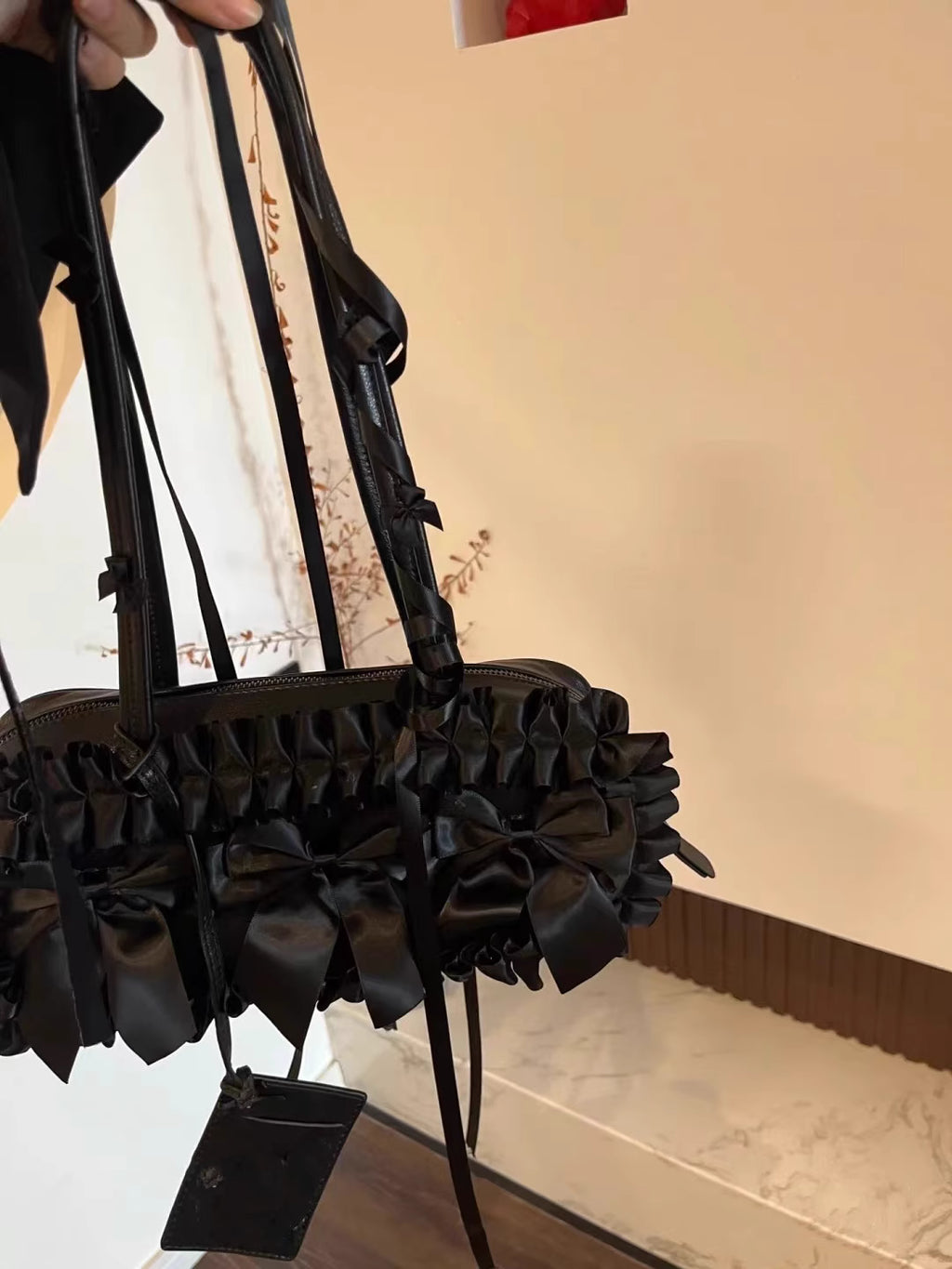 Black Ribbon Shoulder Bag